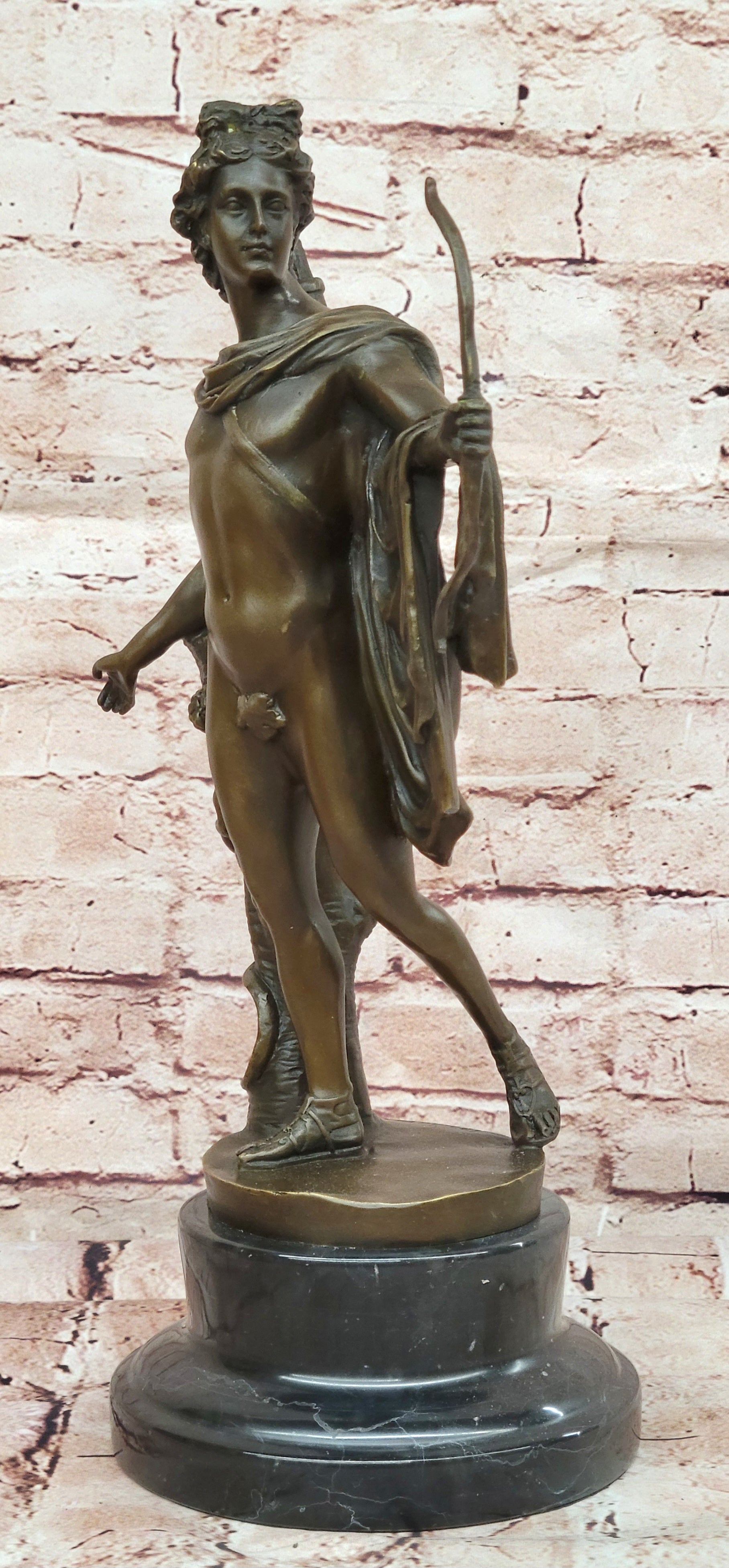 Vintage Bronze Bust Greek God Apollo Heavy Beautiful Statue Classic Artwork