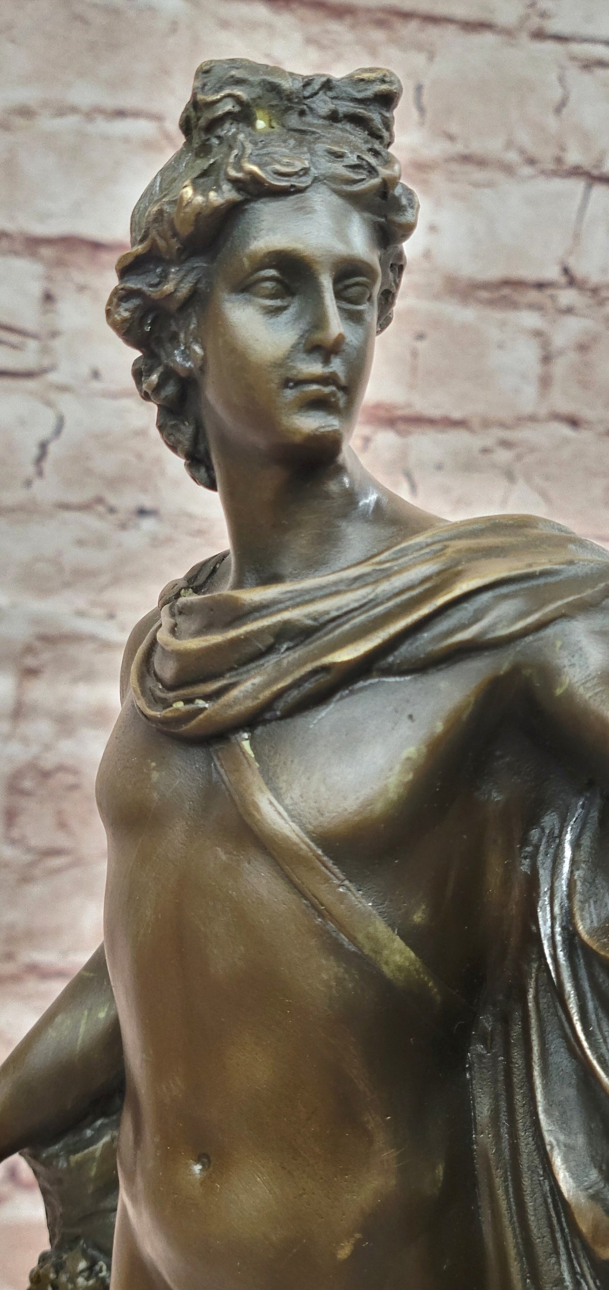 Vintage Bronze Bust Greek God Apollo Heavy Beautiful Statue Classic Artwork