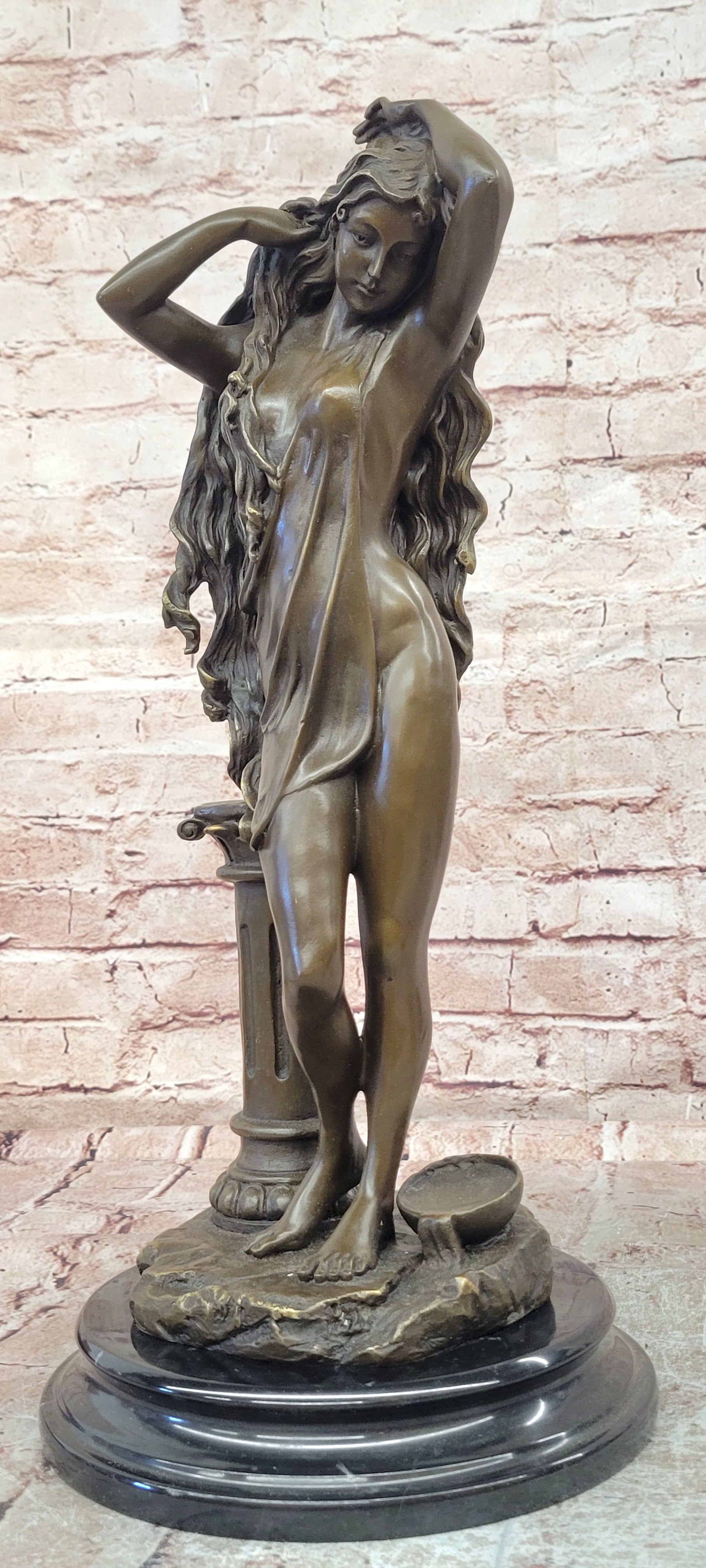 Signed Cesaro Bronze Goddess Aphrodite Statue Mythology Sculpture Art Piece