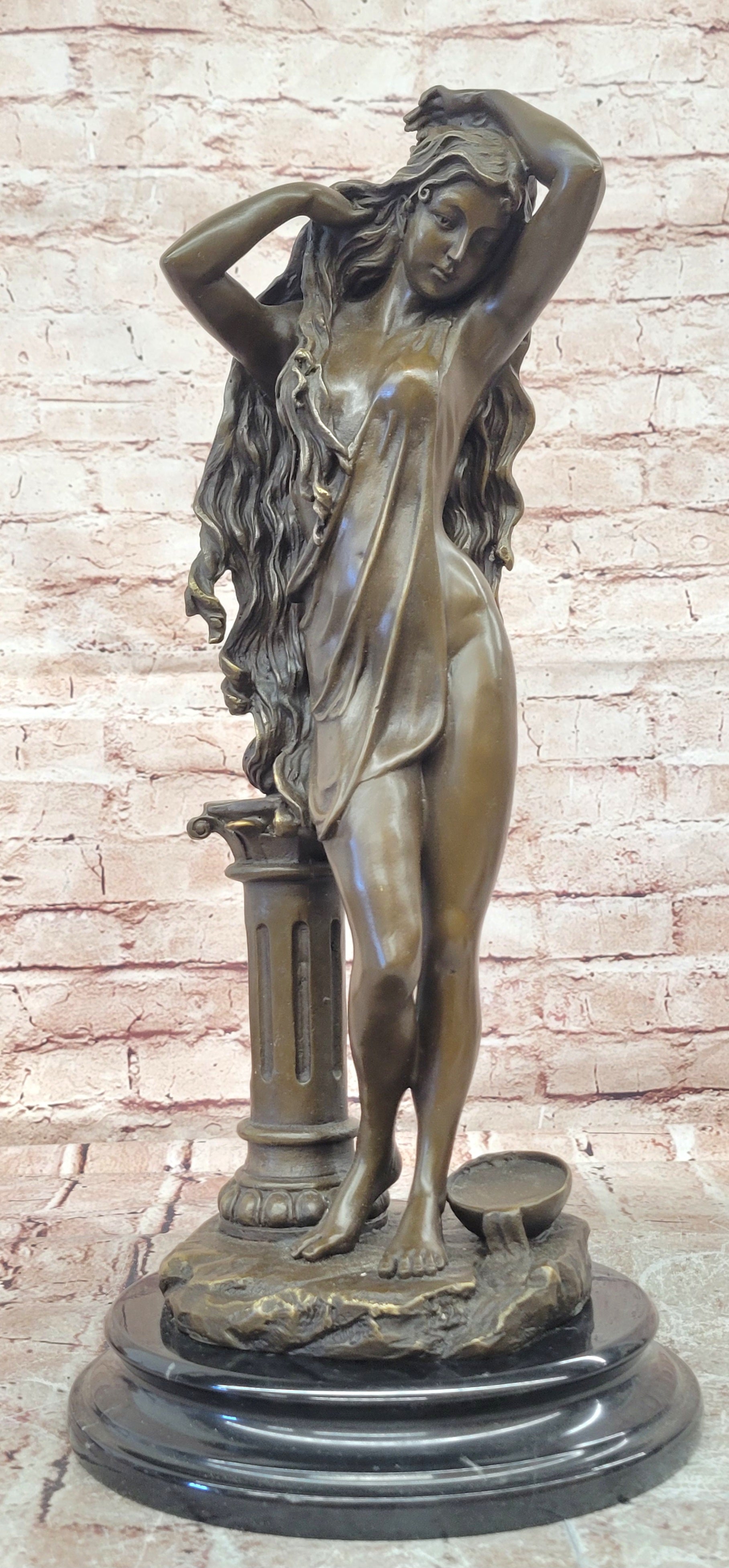 Signed Cesaro Bronze Goddess Aphrodite Statue Mythology Sculpture Art Piece