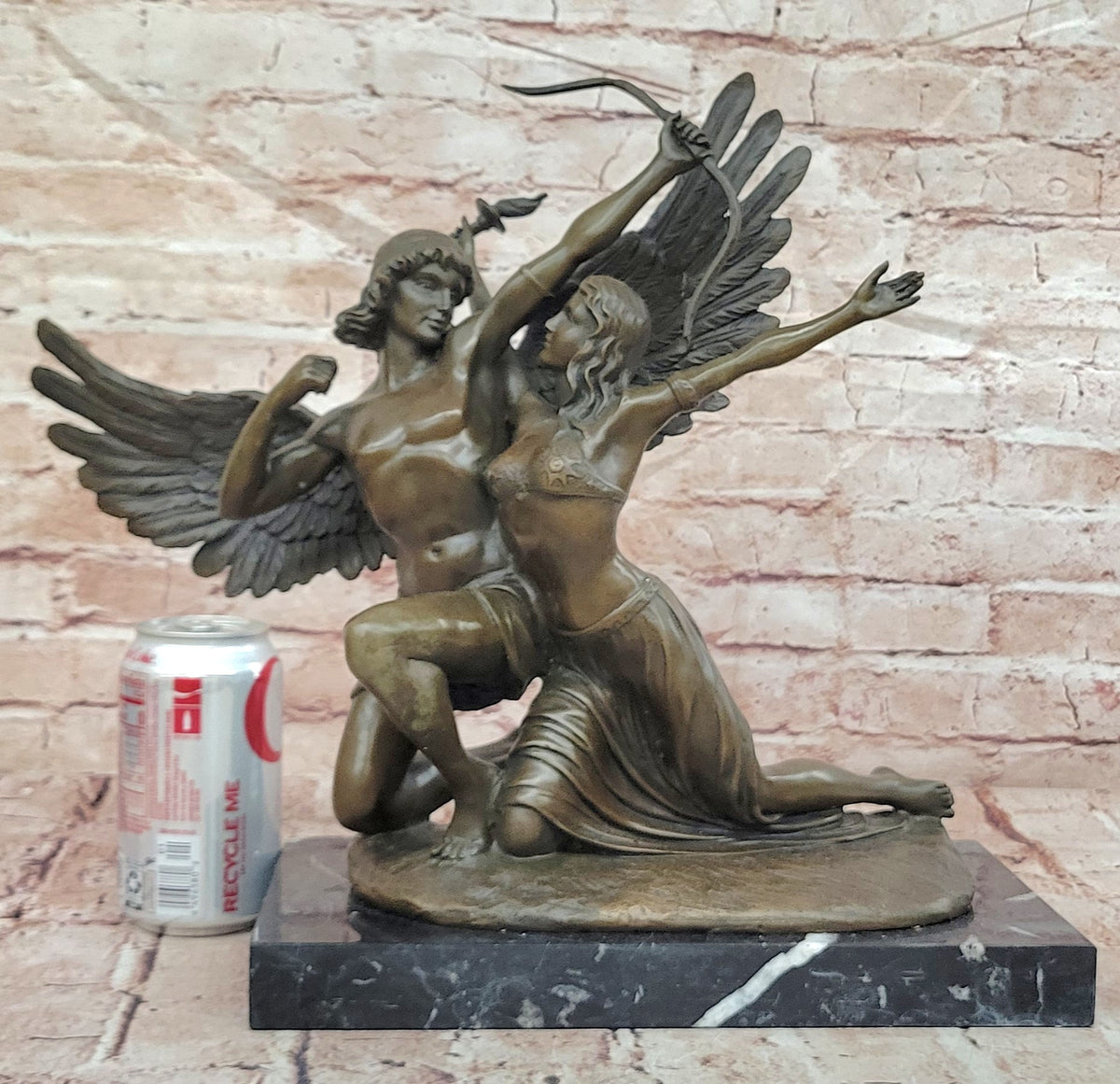 Bronze Anniversary Gift: Cupid & Psyche Love Sculpture by Cesaro Hand Made