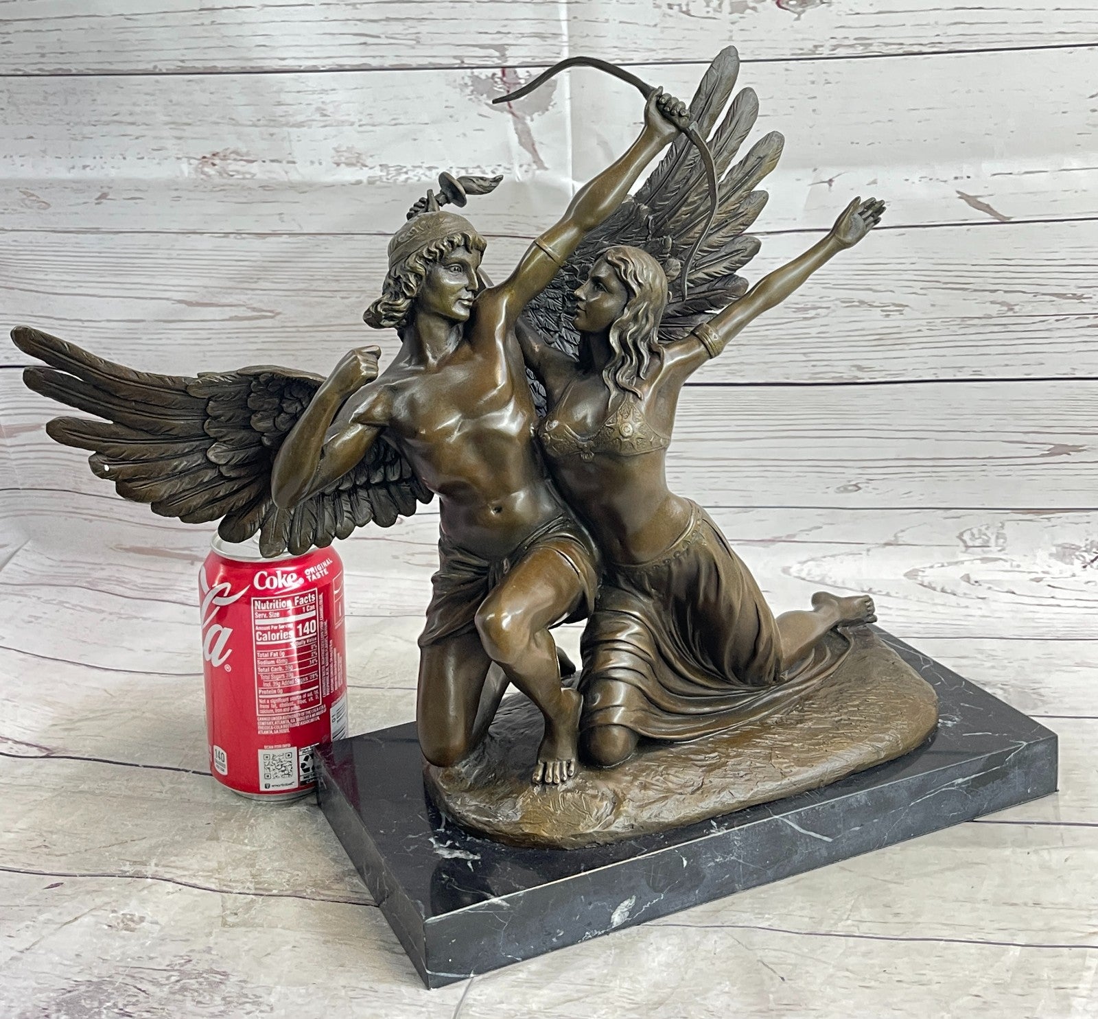 Bronze Anniversary Gift: Cupid & Psyche Love Sculpture by Cesaro Hand Made
