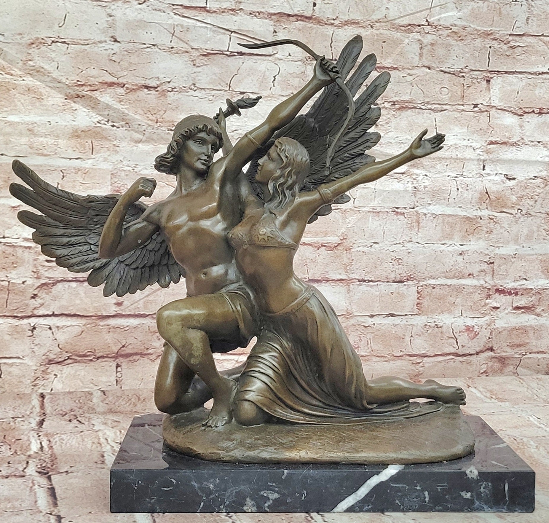 Bronze Anniversary Gift: Cupid & Psyche Love Sculpture by Cesaro Hand Made
