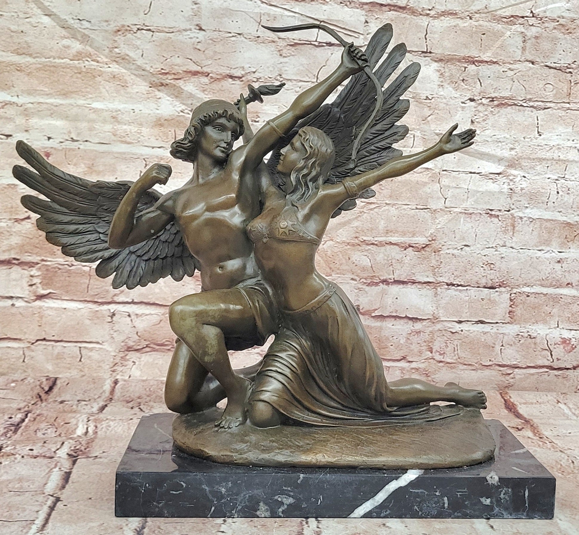 Bronze Anniversary Gift: Cupid & Psyche Love Sculpture by Cesaro Hand Made