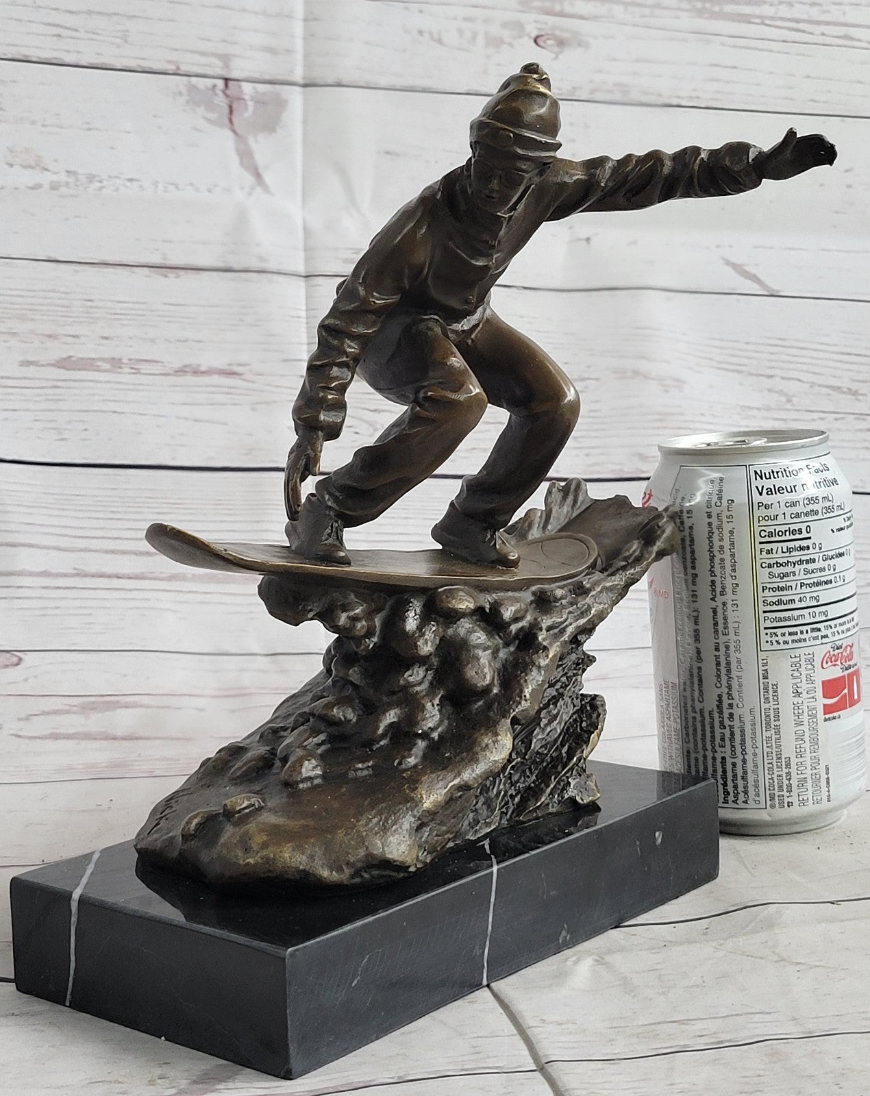 Downhill Snow Skier Bronze Sculpture Mid Century Statue Hot Cast Deco Original