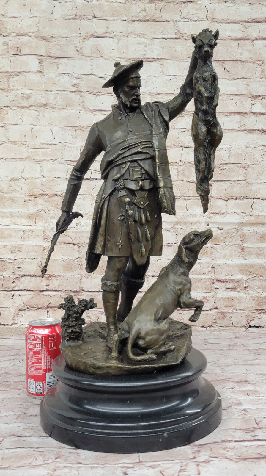 Genuine Bronze Statue: Scottish Fox Hunter Sculpture by P.J. Mene, Home Library Decor