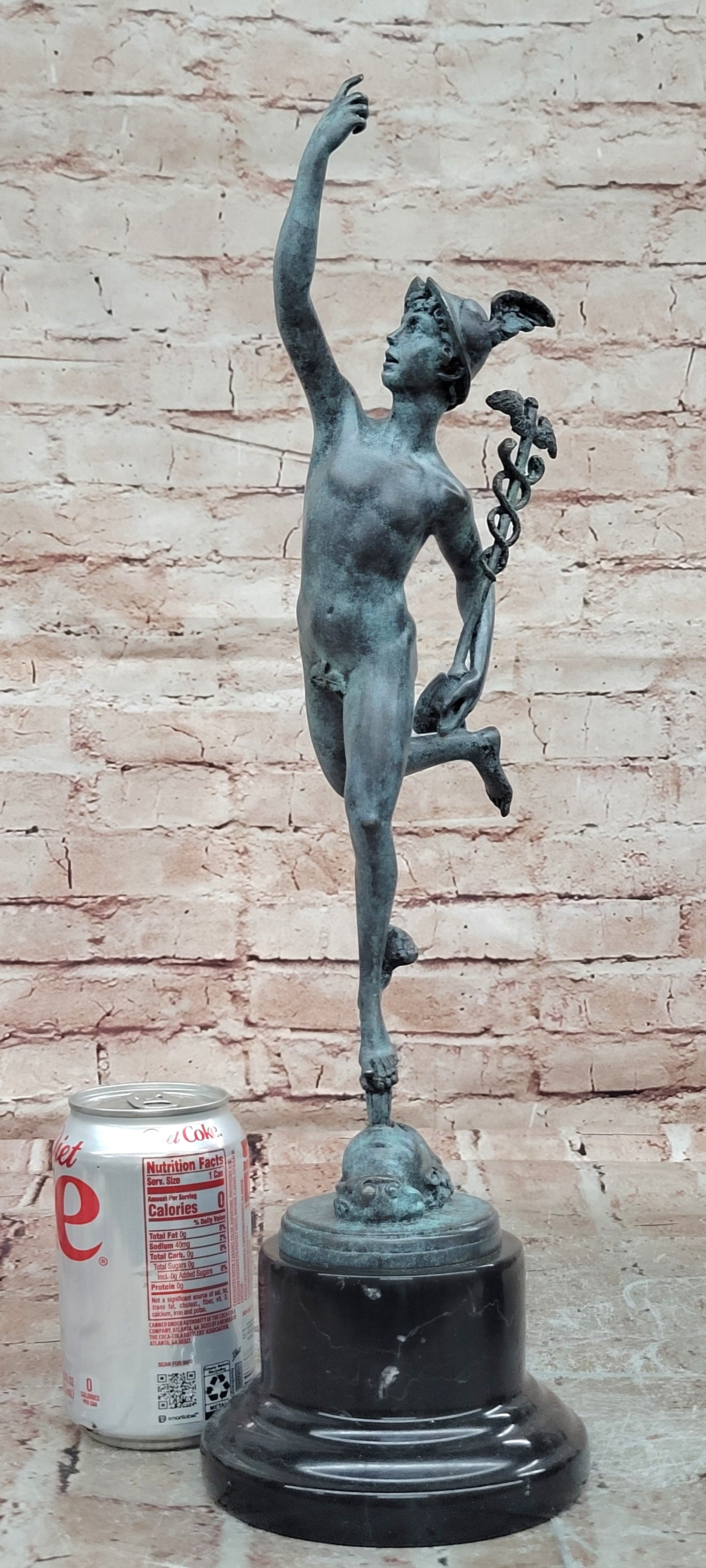 Giambologna Style Mercury Hermes Bronze Sculpture Winged Figure Hot Cast Fine Art