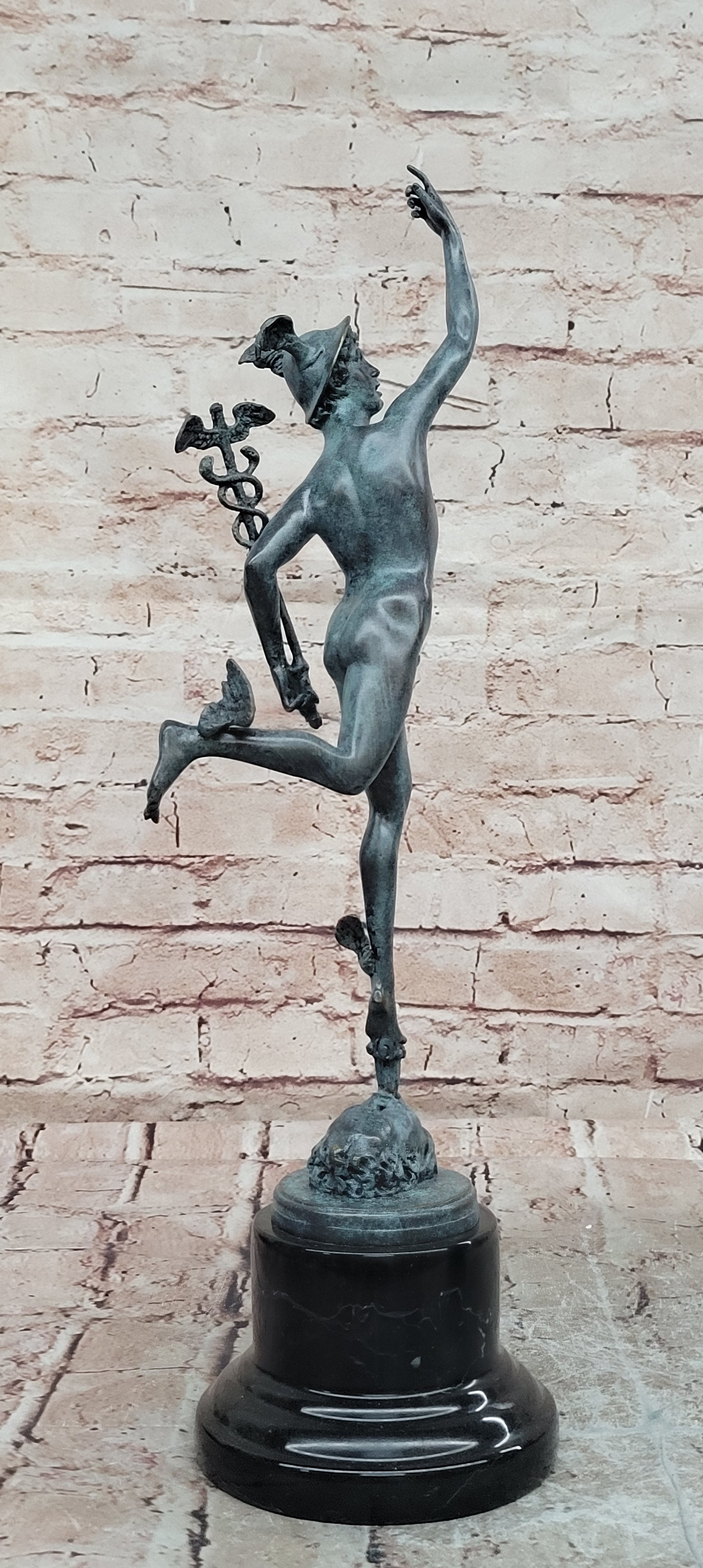 Giambologna Style Mercury Hermes Bronze Sculpture Winged Figure Hot Cast Fine Art