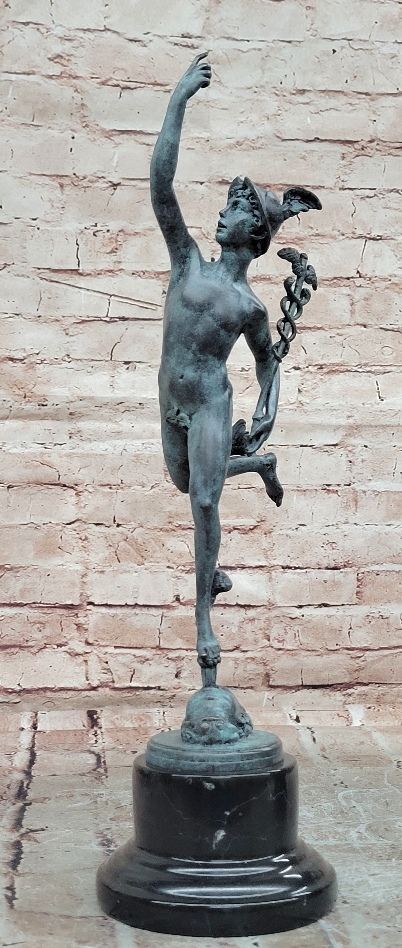 Giambologna Style Mercury Hermes Bronze Sculpture Winged Figure Hot Cast Fine Art
