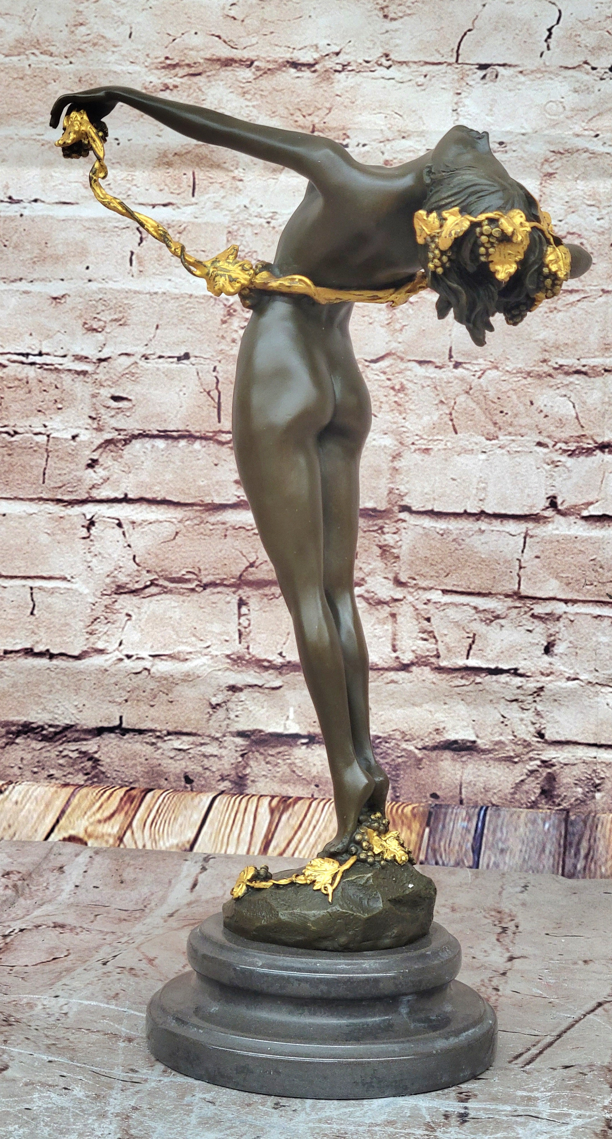 Art Deco Nouveau Vine Dancer Frishmuth Bronze Statue Figurine Figure Gift Decor