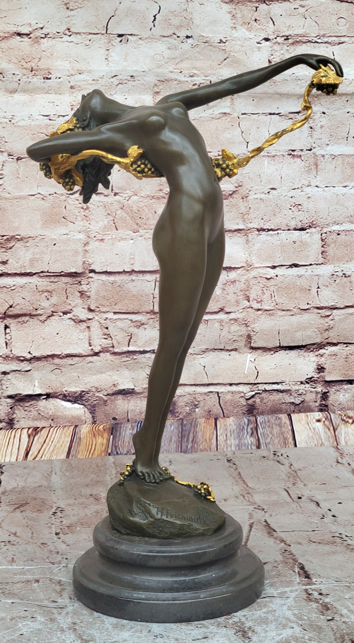 Art Deco Nouveau Vine Dancer Frishmuth Bronze Statue Figurine Figure Gift Decor