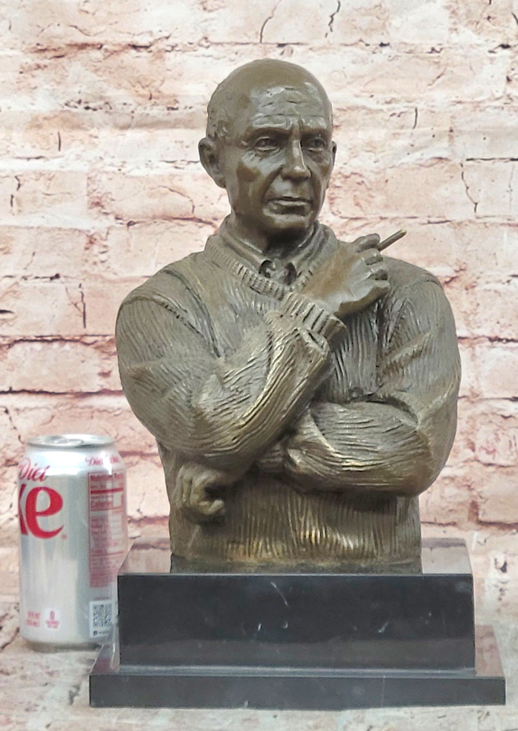 Bronze Bust Pablo Picasso Sculpture Signed Milo Modern Art Figurine