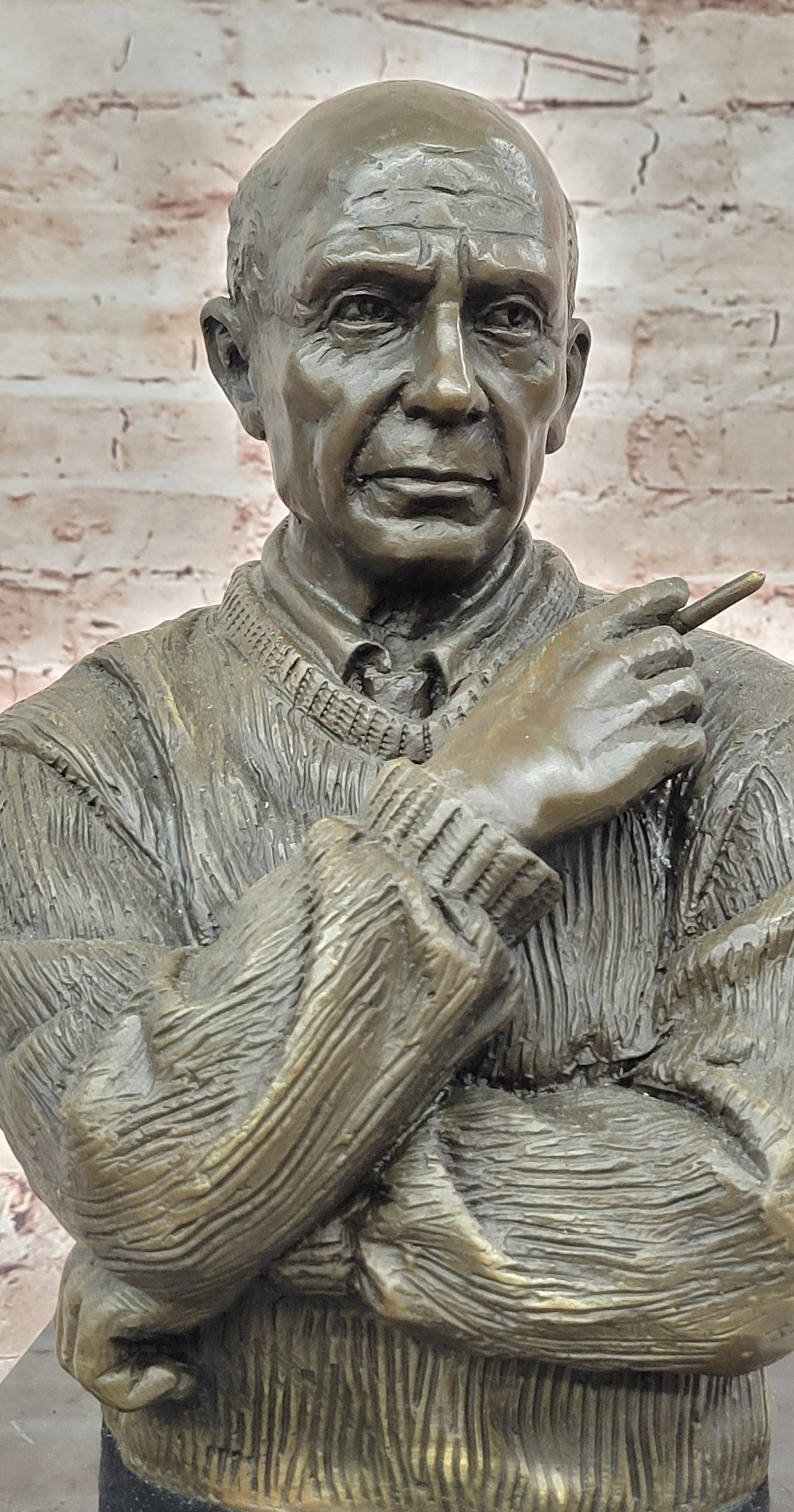 Bronze Bust Pablo Picasso Sculpture Signed Milo Modern Art Figurine