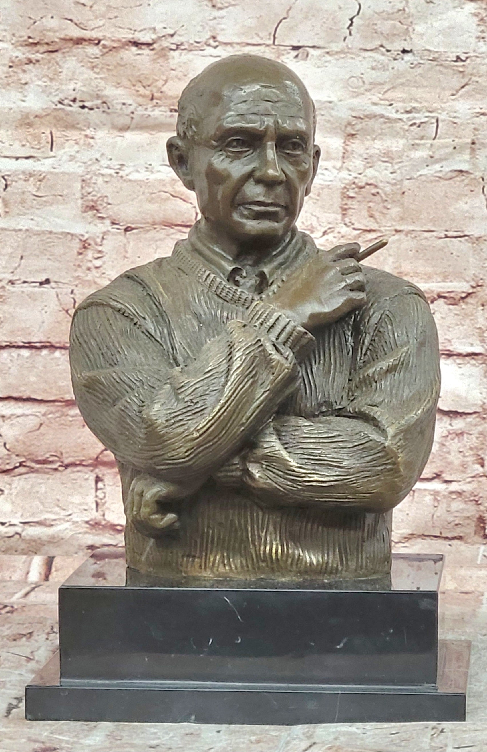 Bronze Bust Pablo Picasso Sculpture Signed Milo Modern Art Figurine