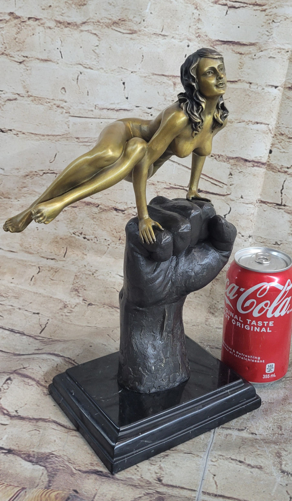 Art Deco Modern Abstract Nude Naked Female Balancing on Hand Bronze Statue SALE