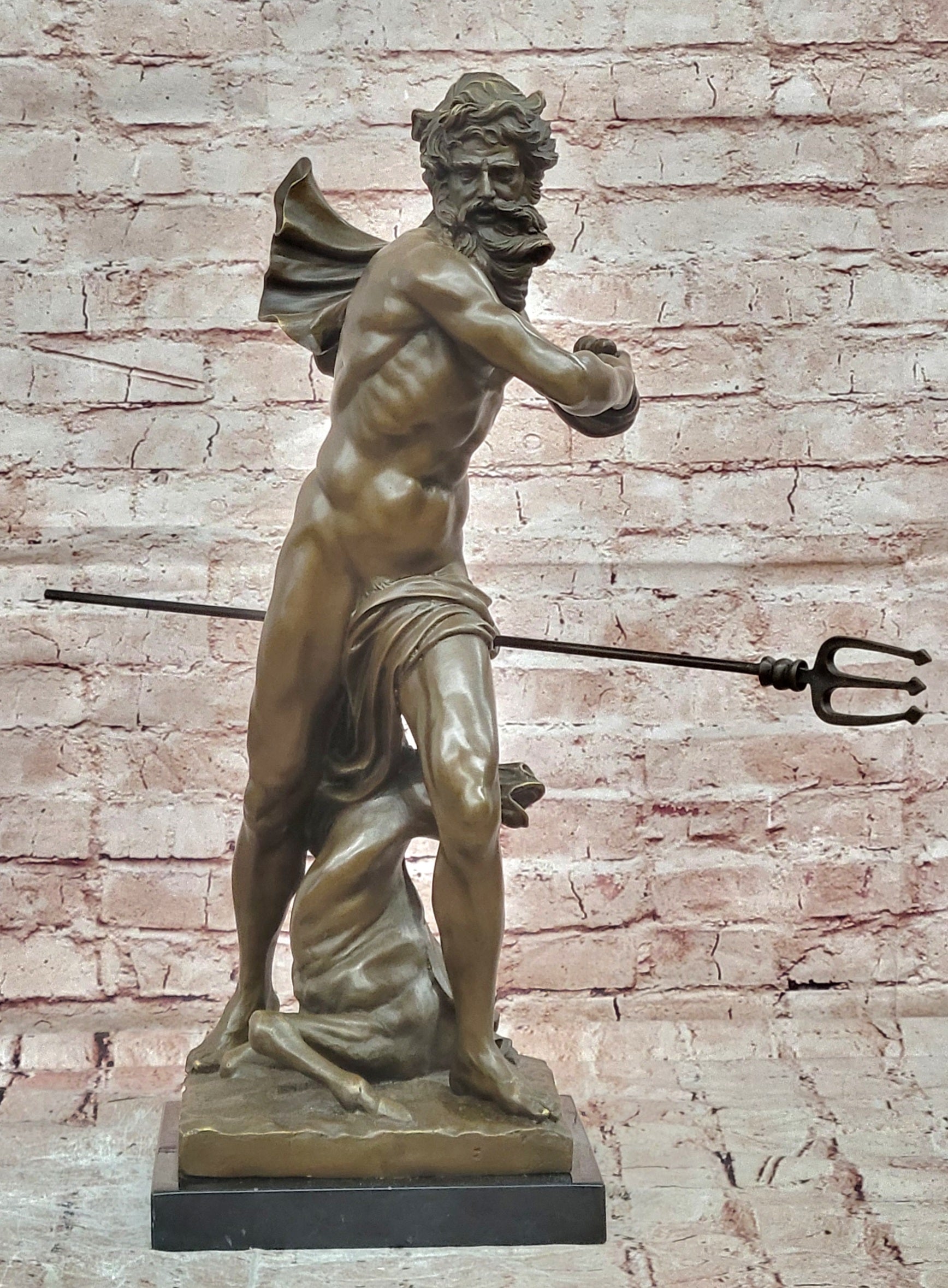 Cesaro Bronze Neptune Figurine Sea God Sculpture Mythology Art Statue