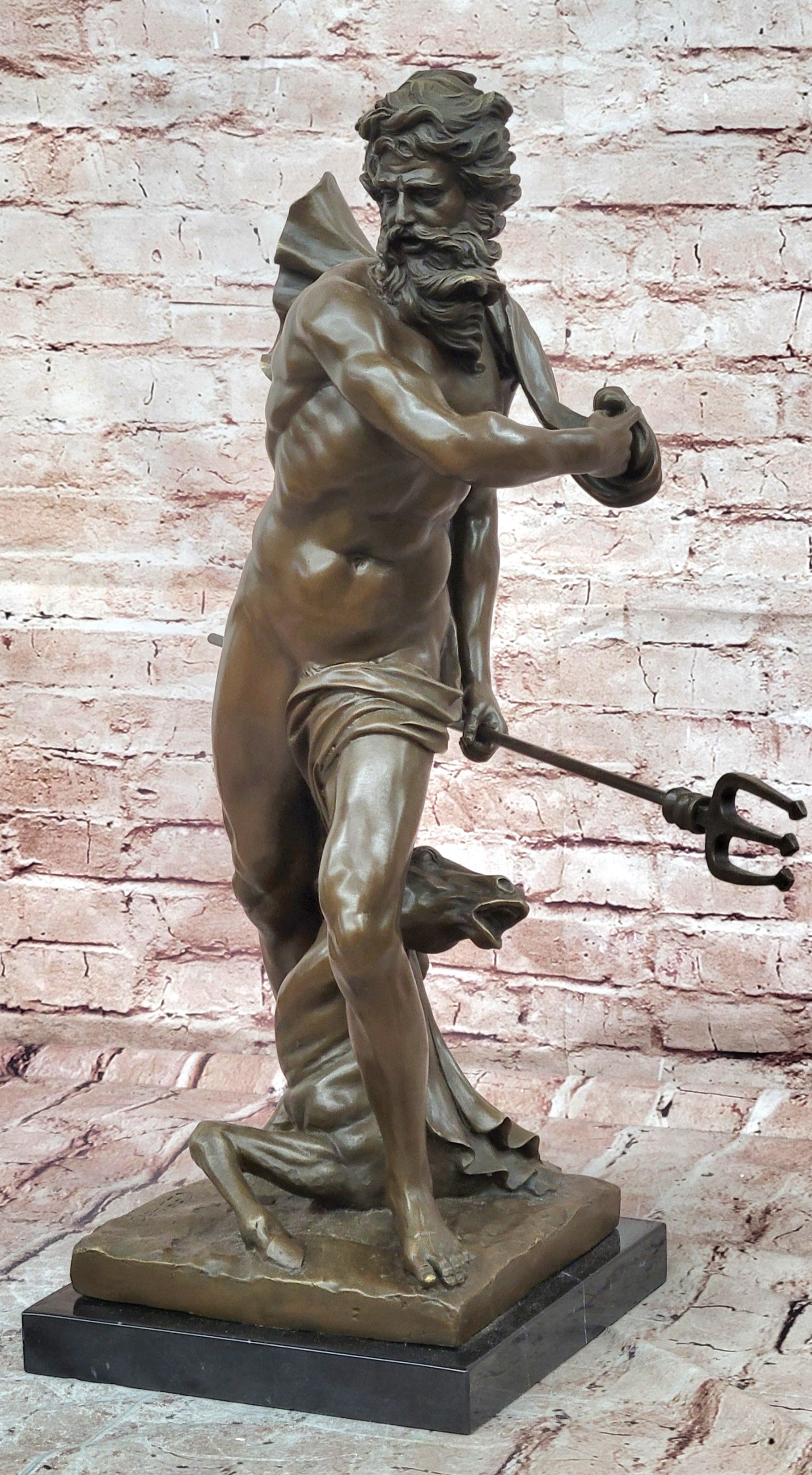 Cesaro Bronze Neptune Figurine Sea God Sculpture Mythology Art Statue