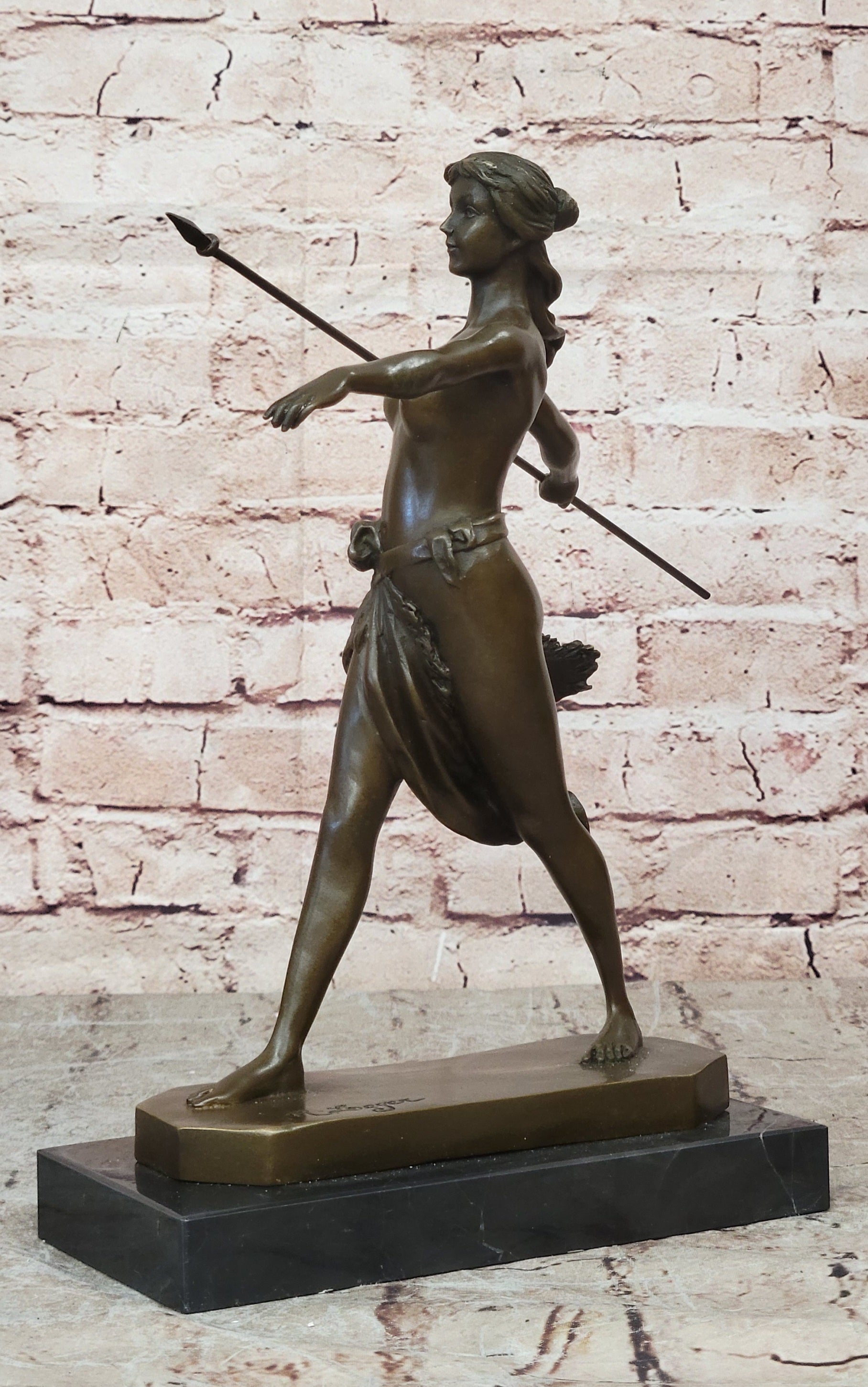 Nude Diana The Huntress Art Signed Pure Hot Cast Bronze Statue Sexy Figurine NR