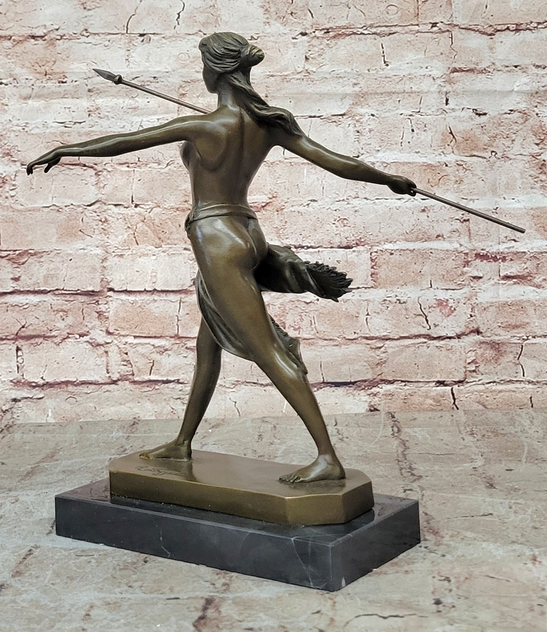 Nude Diana The Huntress Art Signed Pure Hot Cast Bronze Statue Sexy Figurine NR