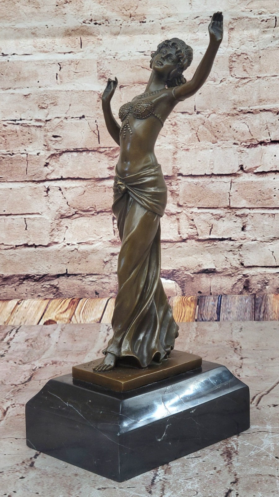 ART NOUVEAU SIGNED BRONZE GYPSY DANCER STATUE  FIGURINE FIGURE SCULPTURE GILT ARTWORK
