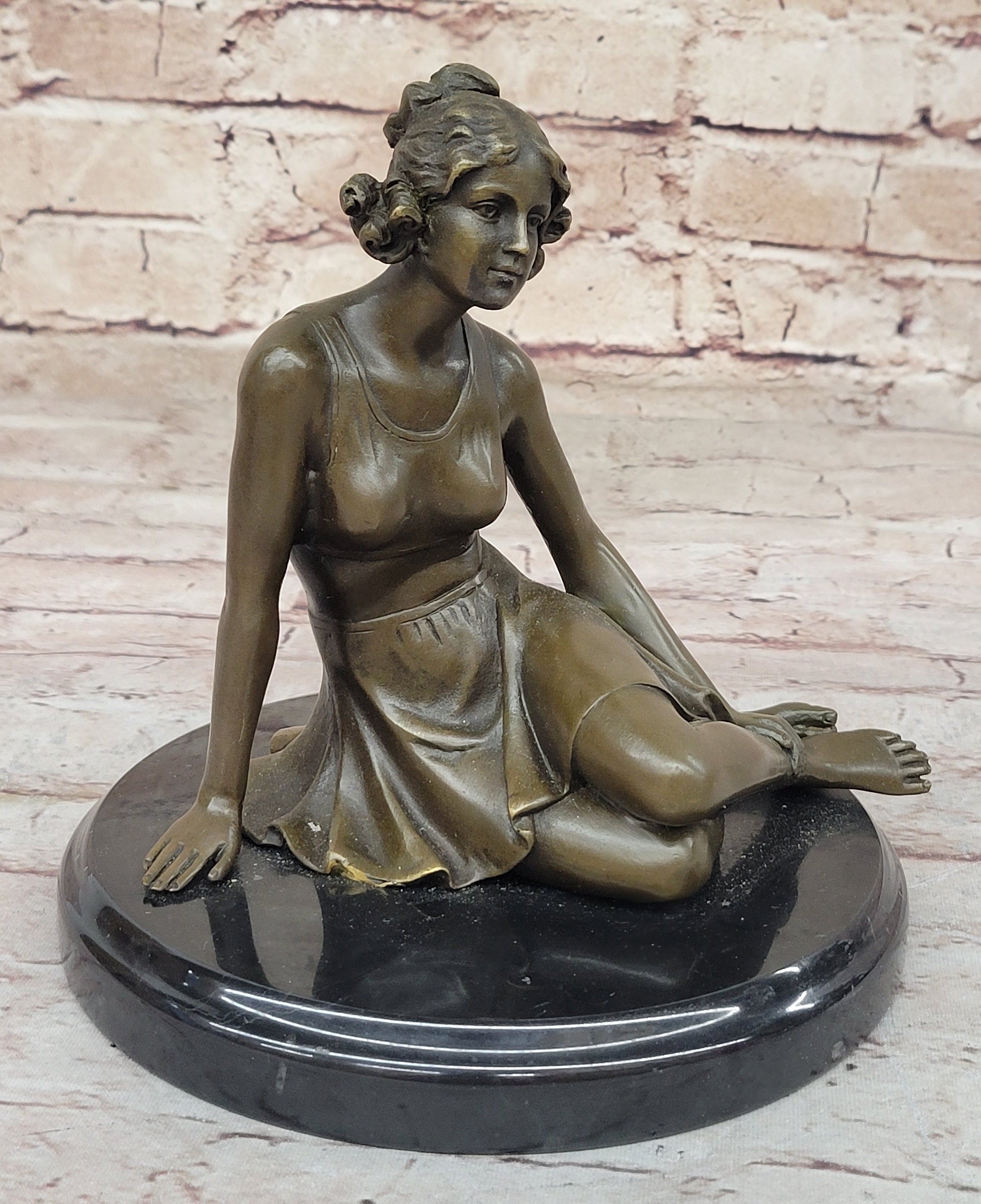 Signed Unique Bronze Sculpture Sexy Erotic Nude Female Form Statue Home Decor