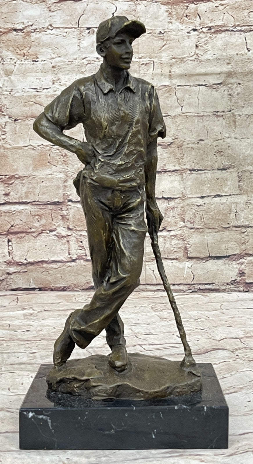 Handcrafted Superb Detailed Huge Male Golfer Golf Sport Memorabilia Bronze Deal