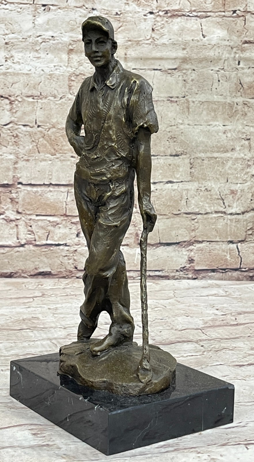 Handcrafted Superb Detailed Huge Male Golfer Golf Sport Memorabilia Bronze Deal