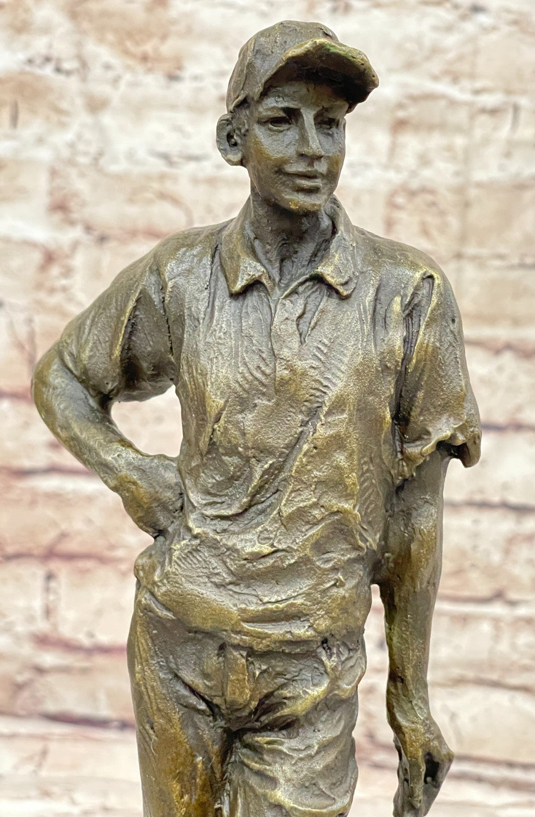 Handcrafted Superb Detailed Huge Male Golfer Golf Sport Memorabilia Bronze Deal