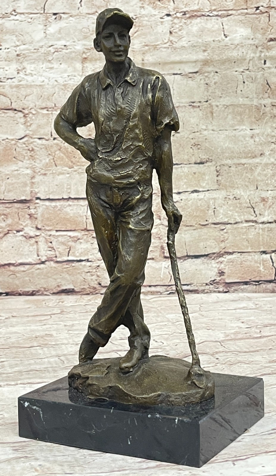 Handcrafted Superb Detailed Huge Male Golfer Golf Sport Memorabilia Bronze Deal