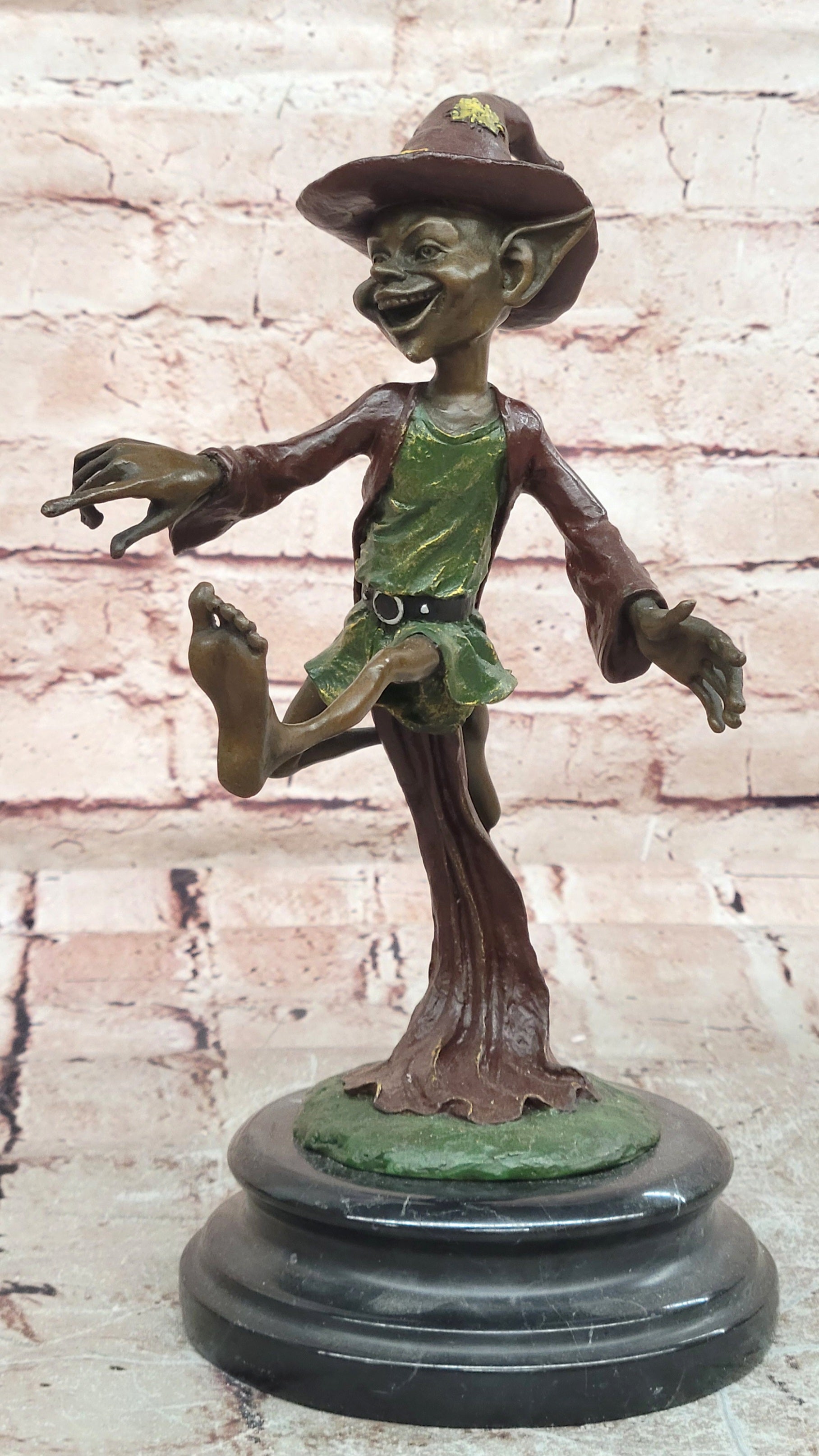 Bronze Goblin Wizard Sculpture by Juno Fantasy Elf Collectible Artwork Statue