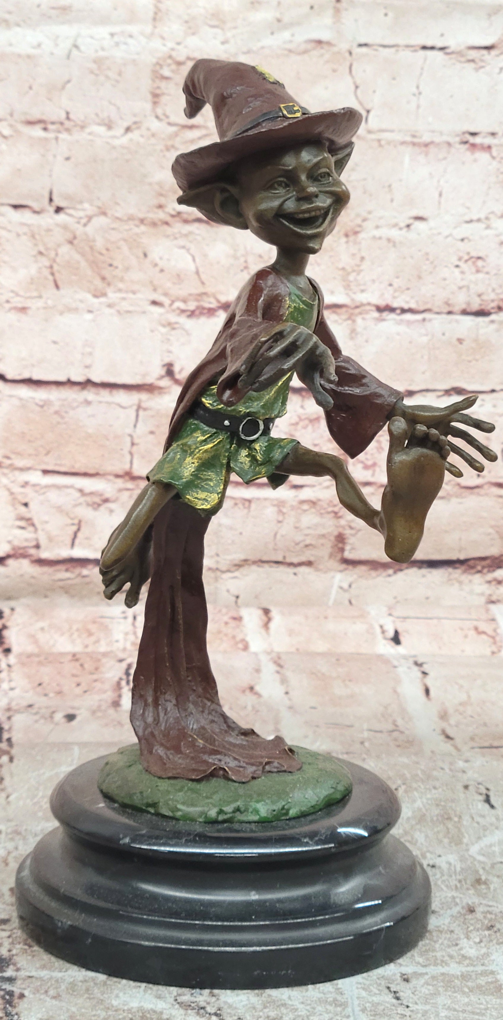 Bronze Goblin Wizard Sculpture by Juno Fantasy Elf Collectible Artwork Statue