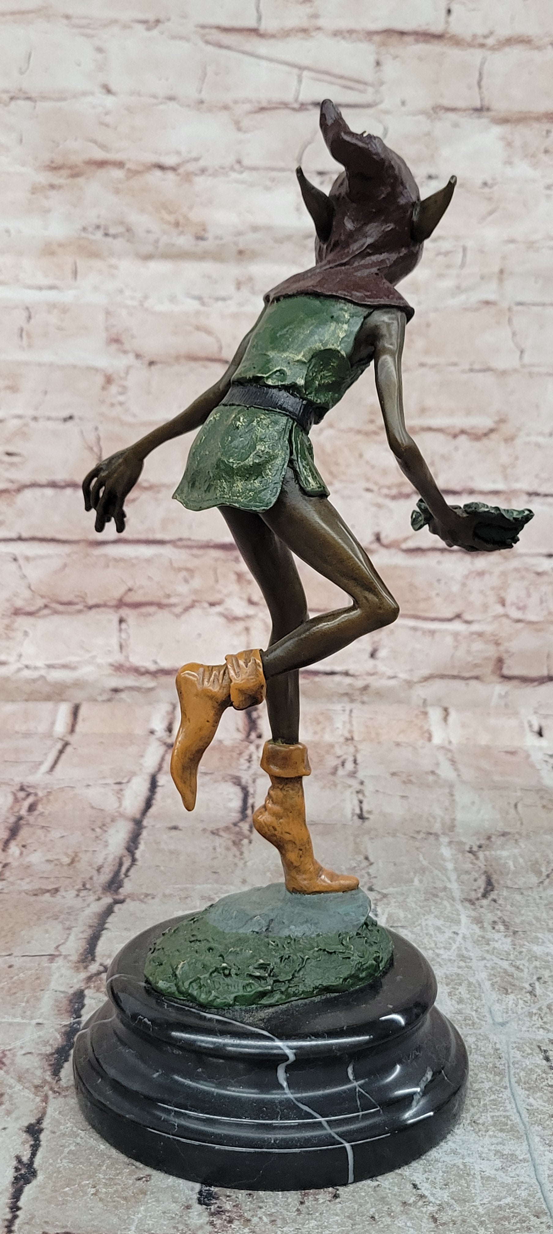 Garden Goblin Bronze Sculpture with Snails Hand Crafted Hot Cast Figurine Home Decor