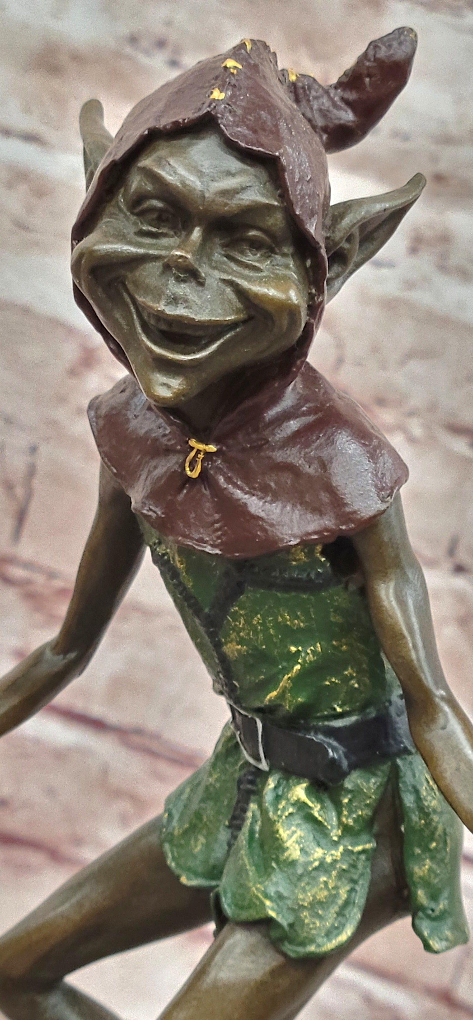 Garden Goblin Bronze Sculpture with Snails Hand Crafted Hot Cast Figurine Home Decor