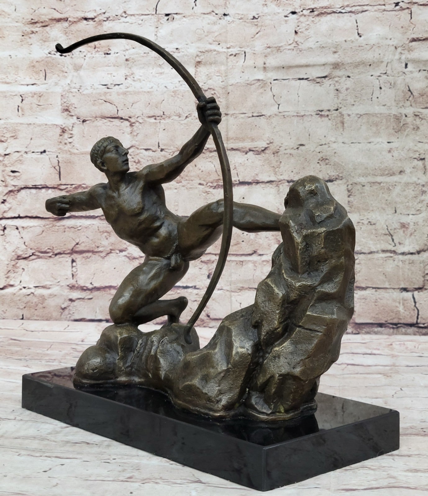 Erotic Nude Male Archer Bronze Statue – Handmade Marble Home Decor
