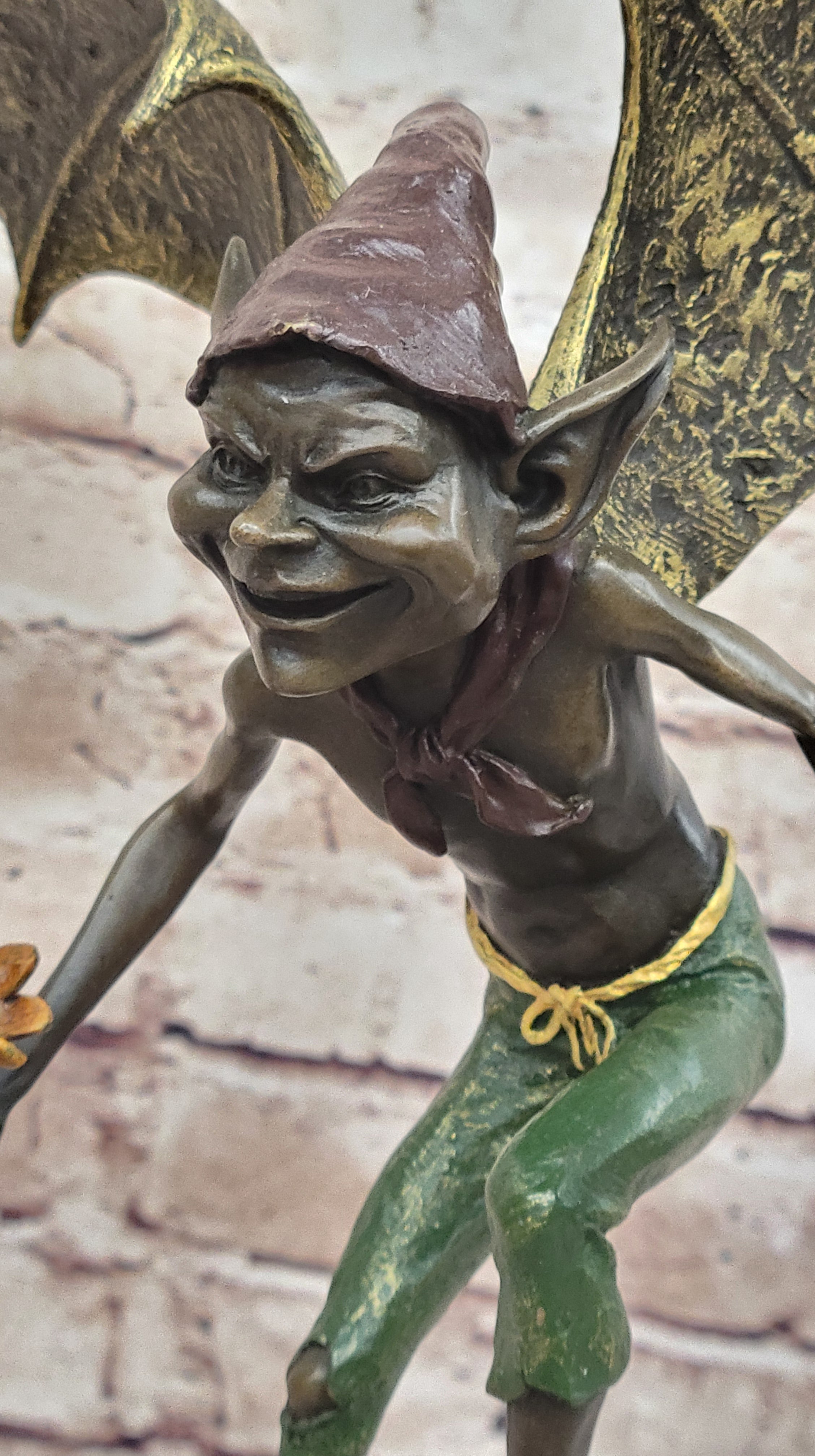 Bronze Sculpture Gnome Hand Made Mythical Creature Home Movie Set Prop Figurine