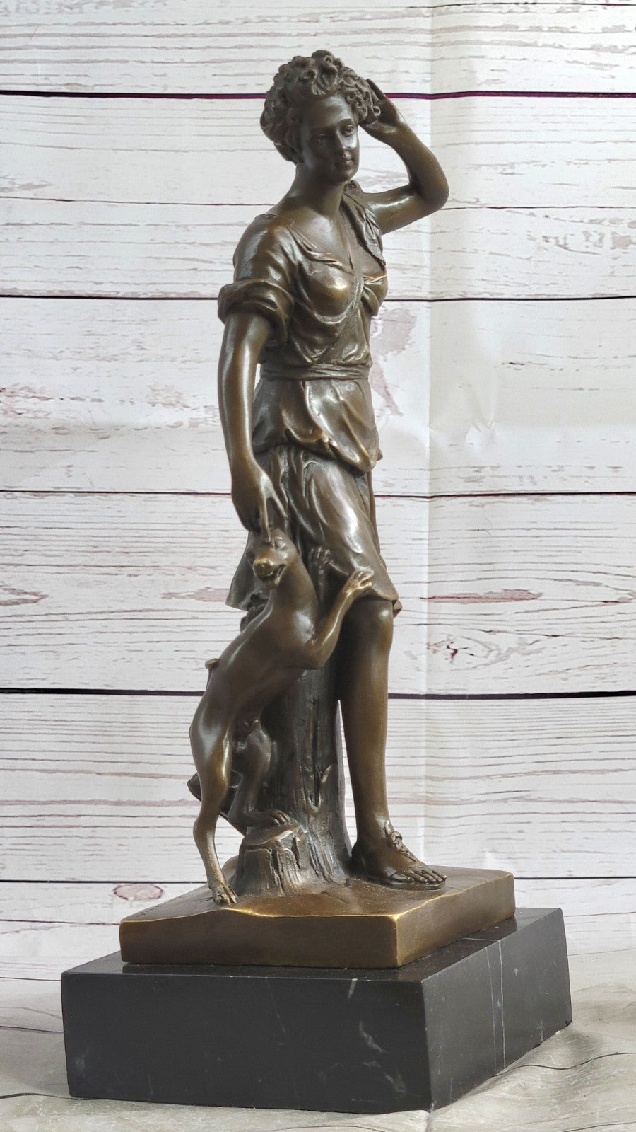 Handcrafted Detailed by Lost wax Method Diana The Huntress Bronze Statue Mytholo