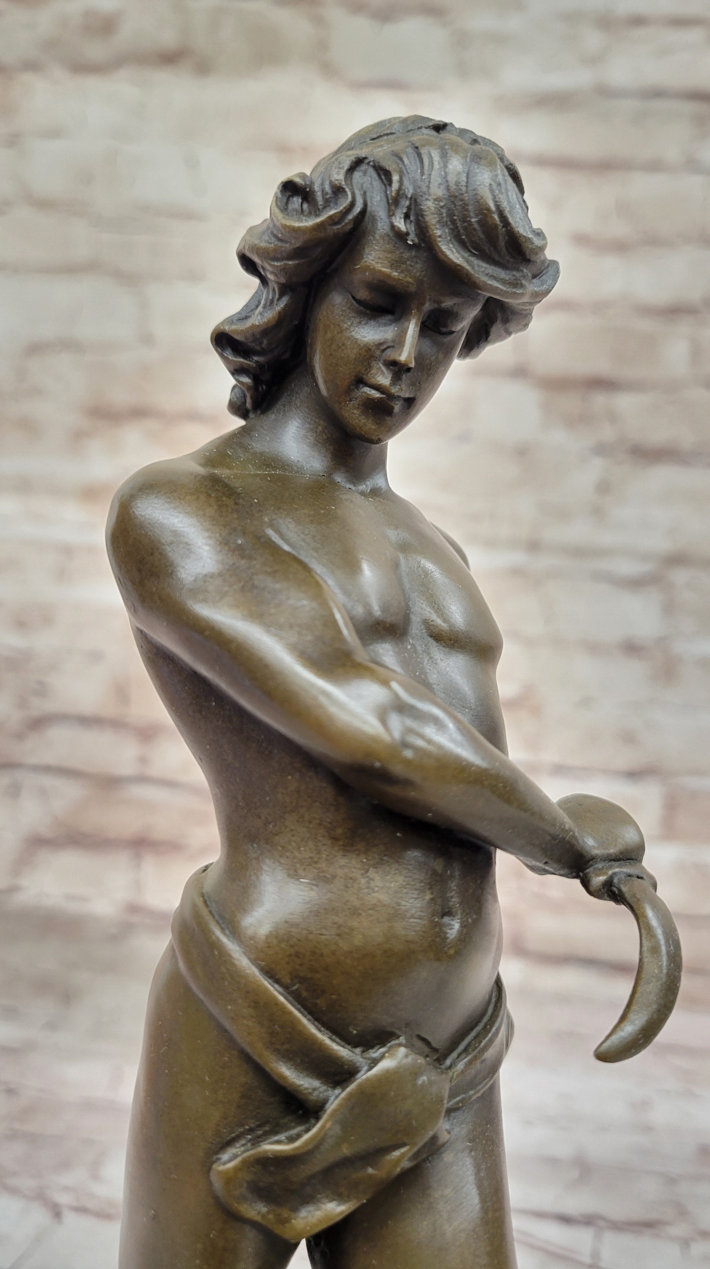 The lion slayer by Loys Potet Art Deco Nude Young Tarzan With Cougar Bronze Sale
