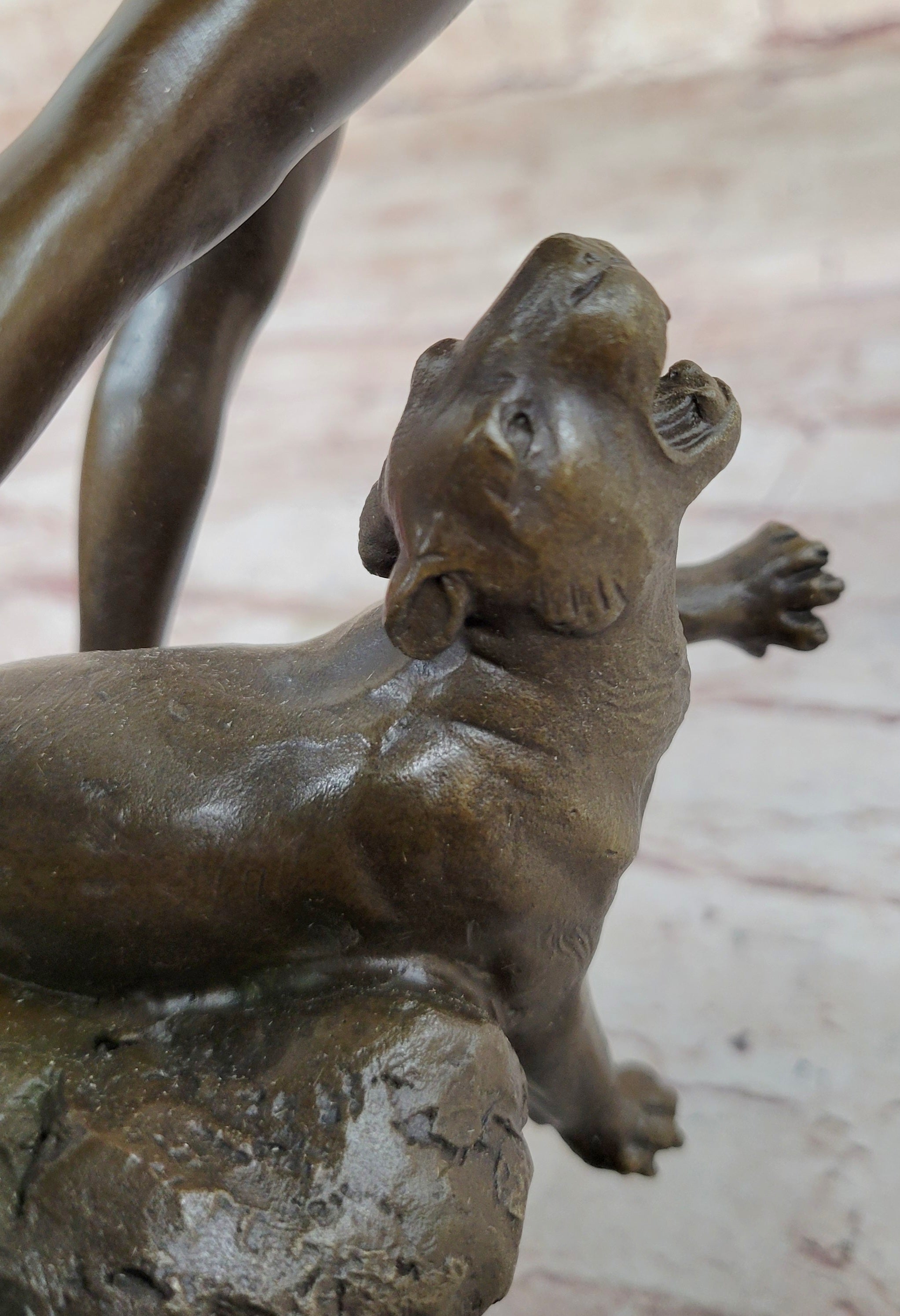 The lion slayer by Loys Potet Art Deco Nude Young Tarzan With Cougar Bronze Sale