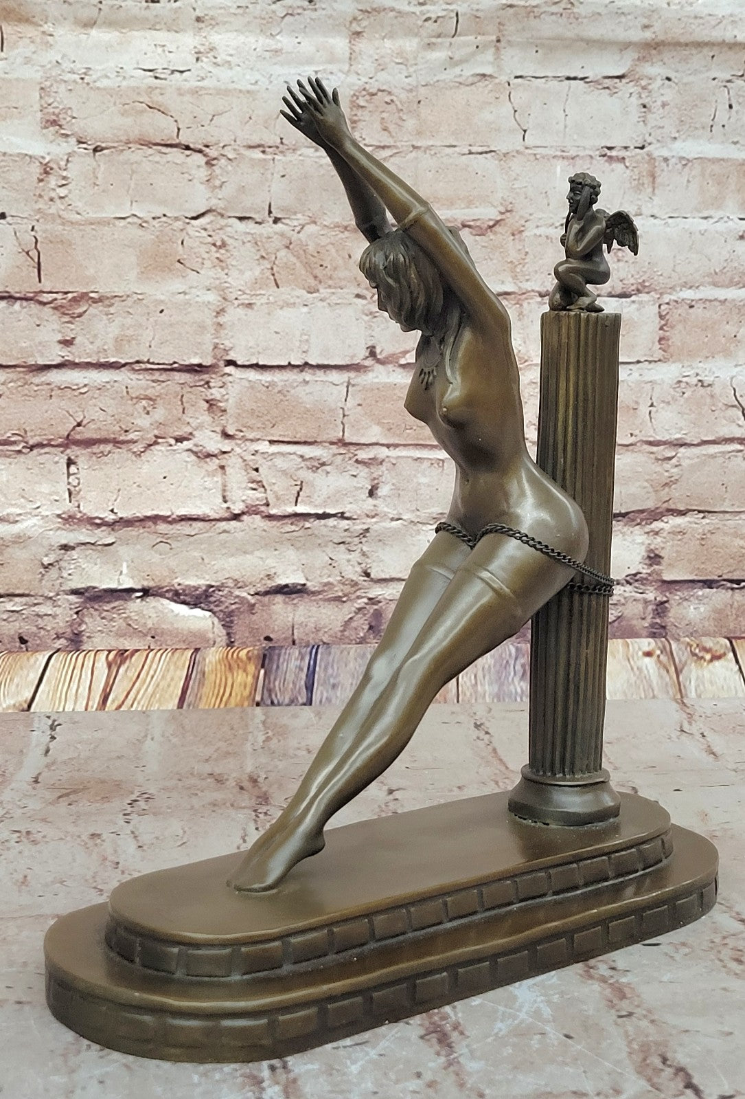 Bronze figurine Erotica Female Nude sculpture Girl Bondage bdsm vagina sm gift