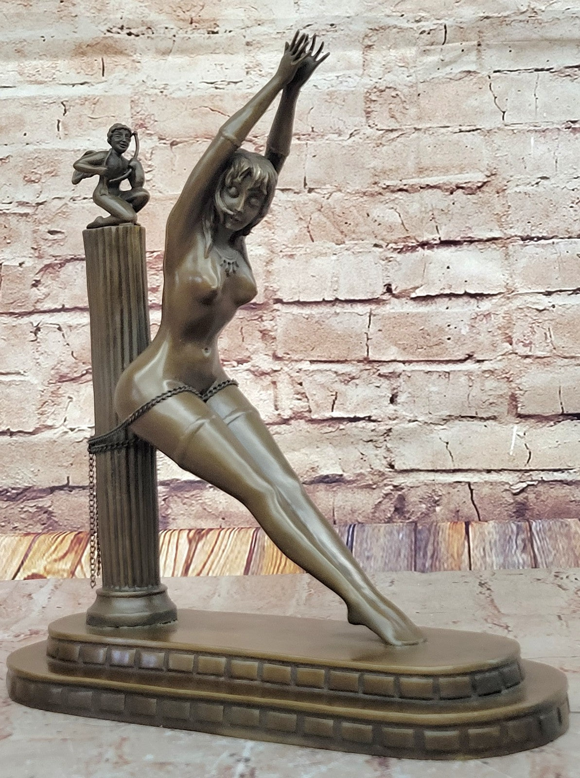 Bronze figurine Erotica Female Nude sculpture Girl Bondage bdsm vagina sm gift
