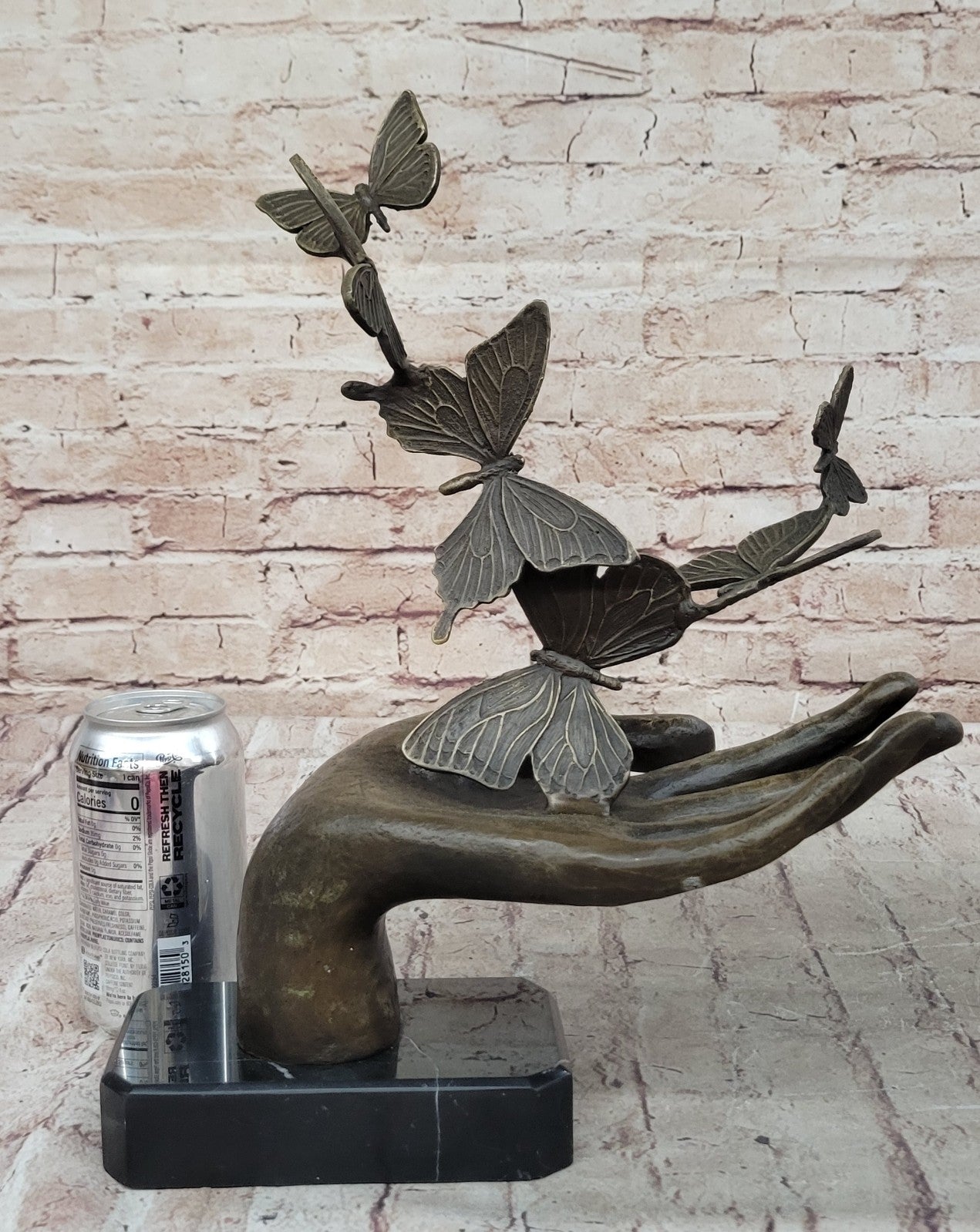 Miguel Lopez Known as Milo Signed Bronze Hand with Butterfly Sculpture Gift