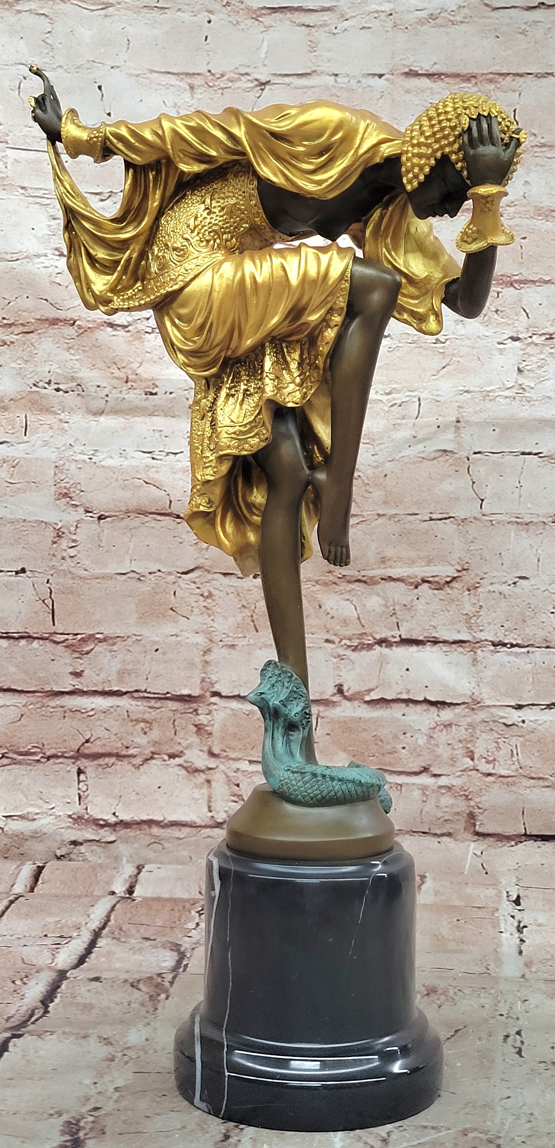 Signed Ankara Dancer Bronze Marble Figurine Ballet Music And Dance Lover Art