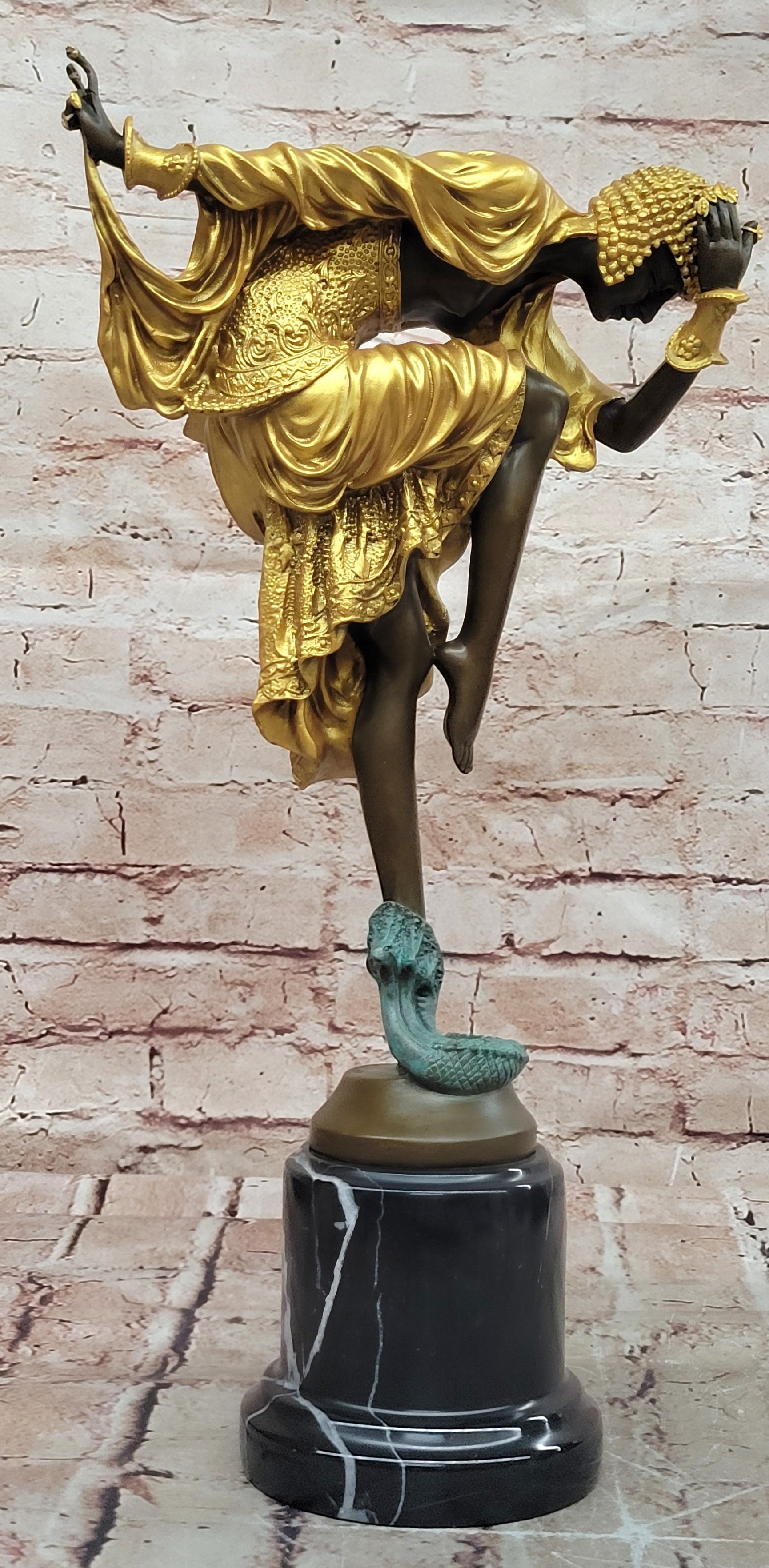 Signed Ankara Dancer Bronze Marble Figurine Ballet Music And Dance Lover Art