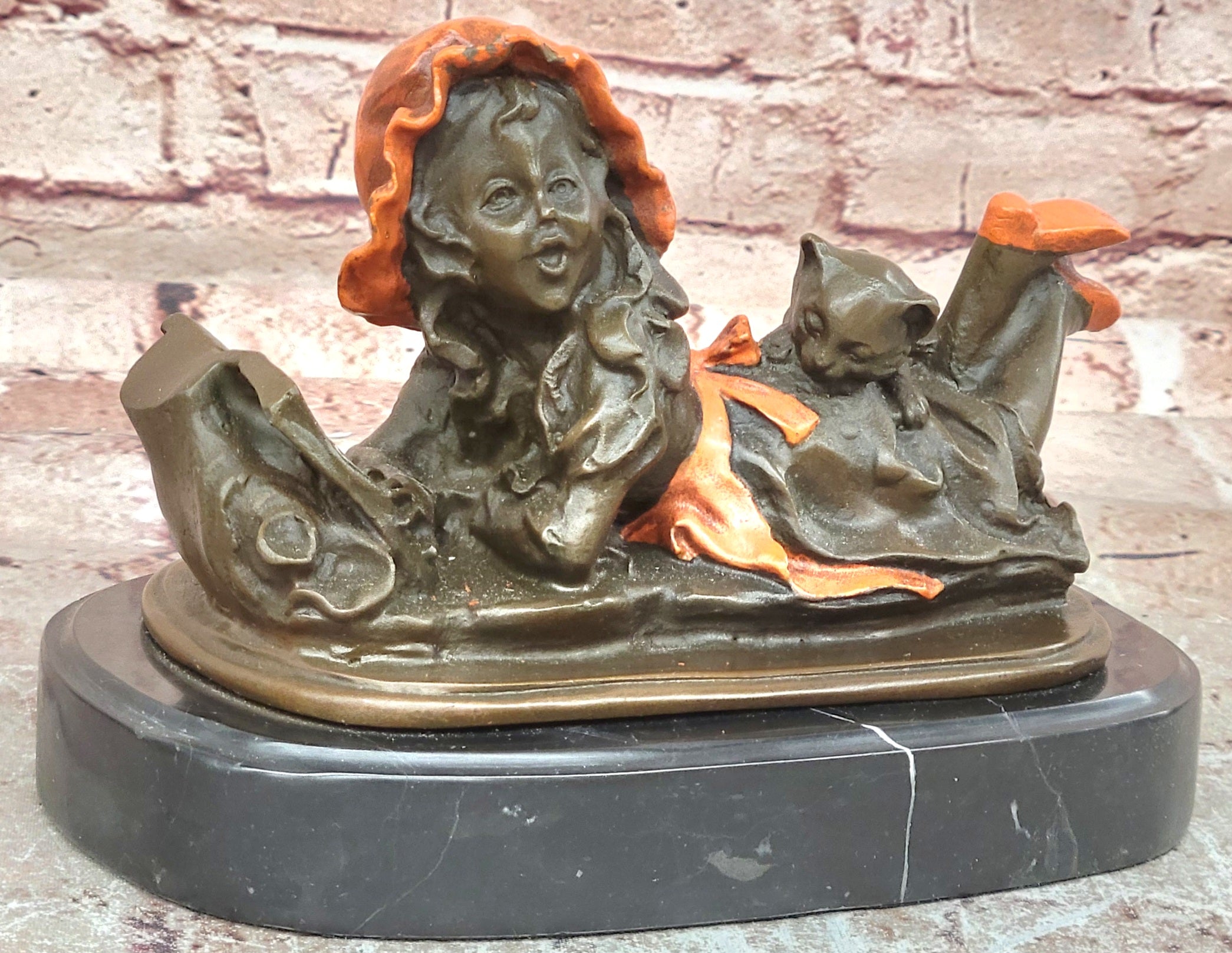 Fine Art Bronze Reading Girl by Milo Elegant Child Figure Collector Sculpture