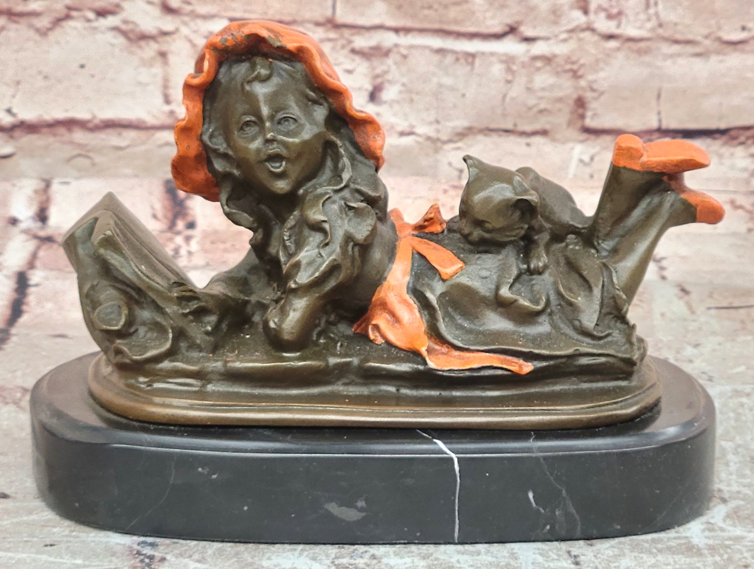 Fine Art Bronze Reading Girl by Milo Elegant Child Figure Collector Sculpture
