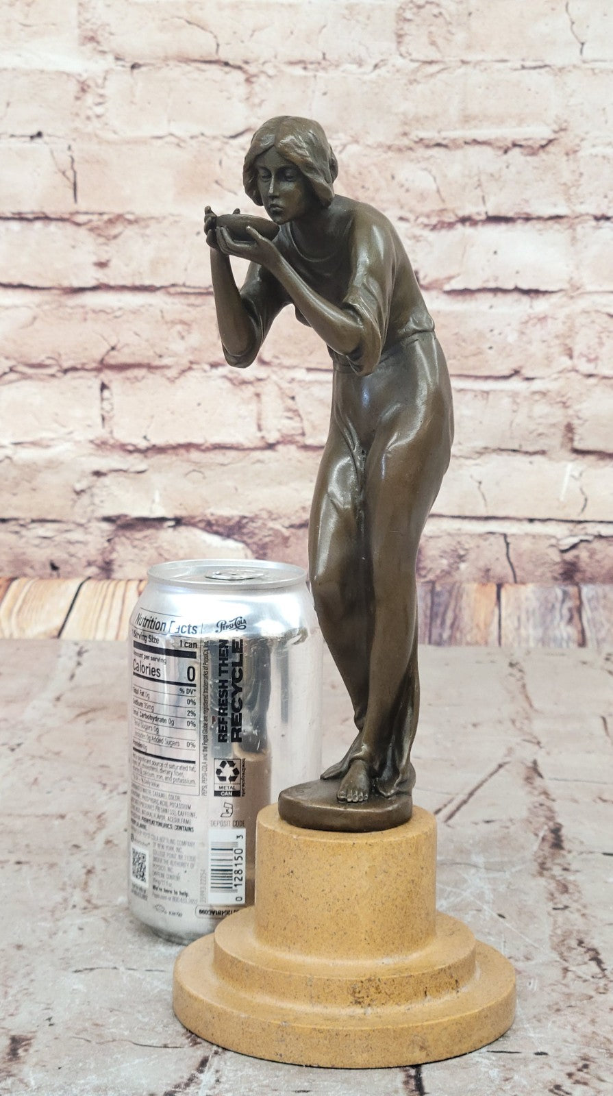 Art Deco Sculpture Woman Carry Water Bottle Girl Bronze Statue Figurine Decor
