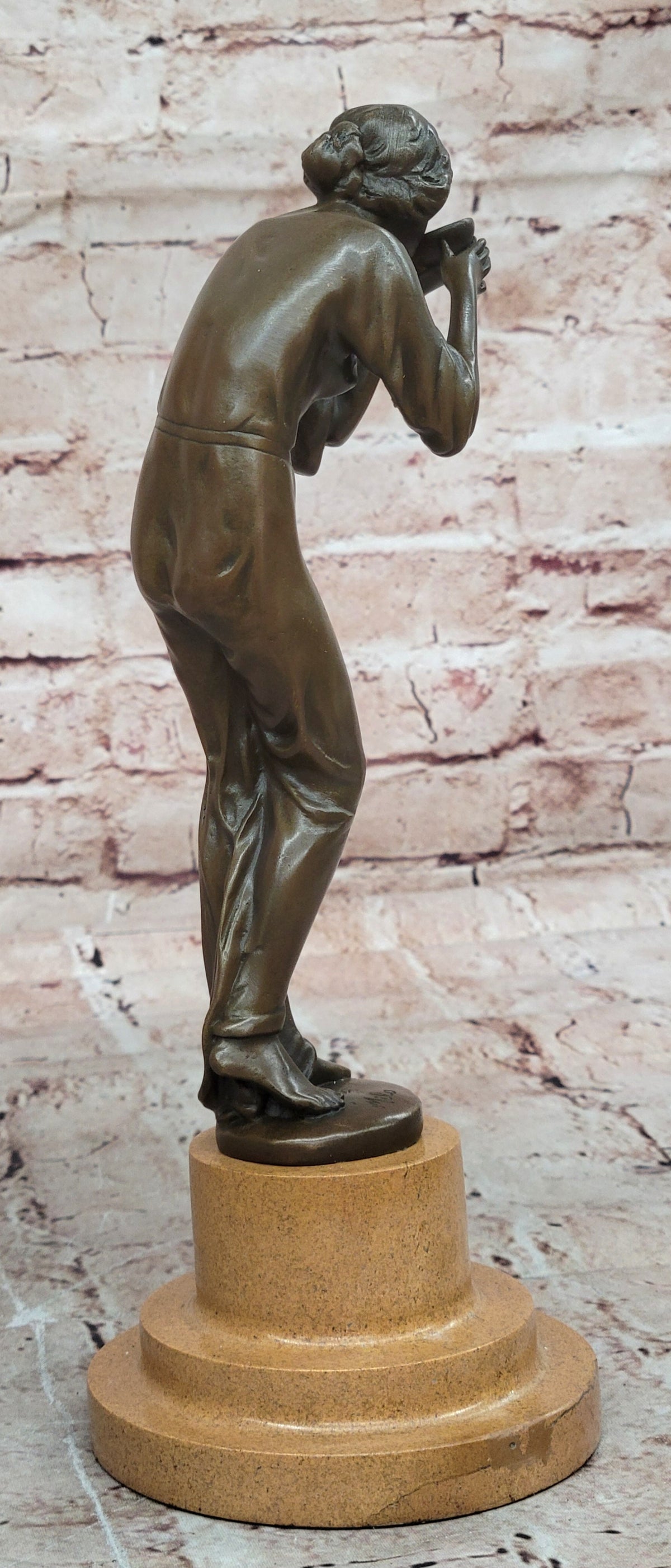 Art Deco Sculpture Woman Carry Water Bottle Girl Bronze Statue Figurine Decor
