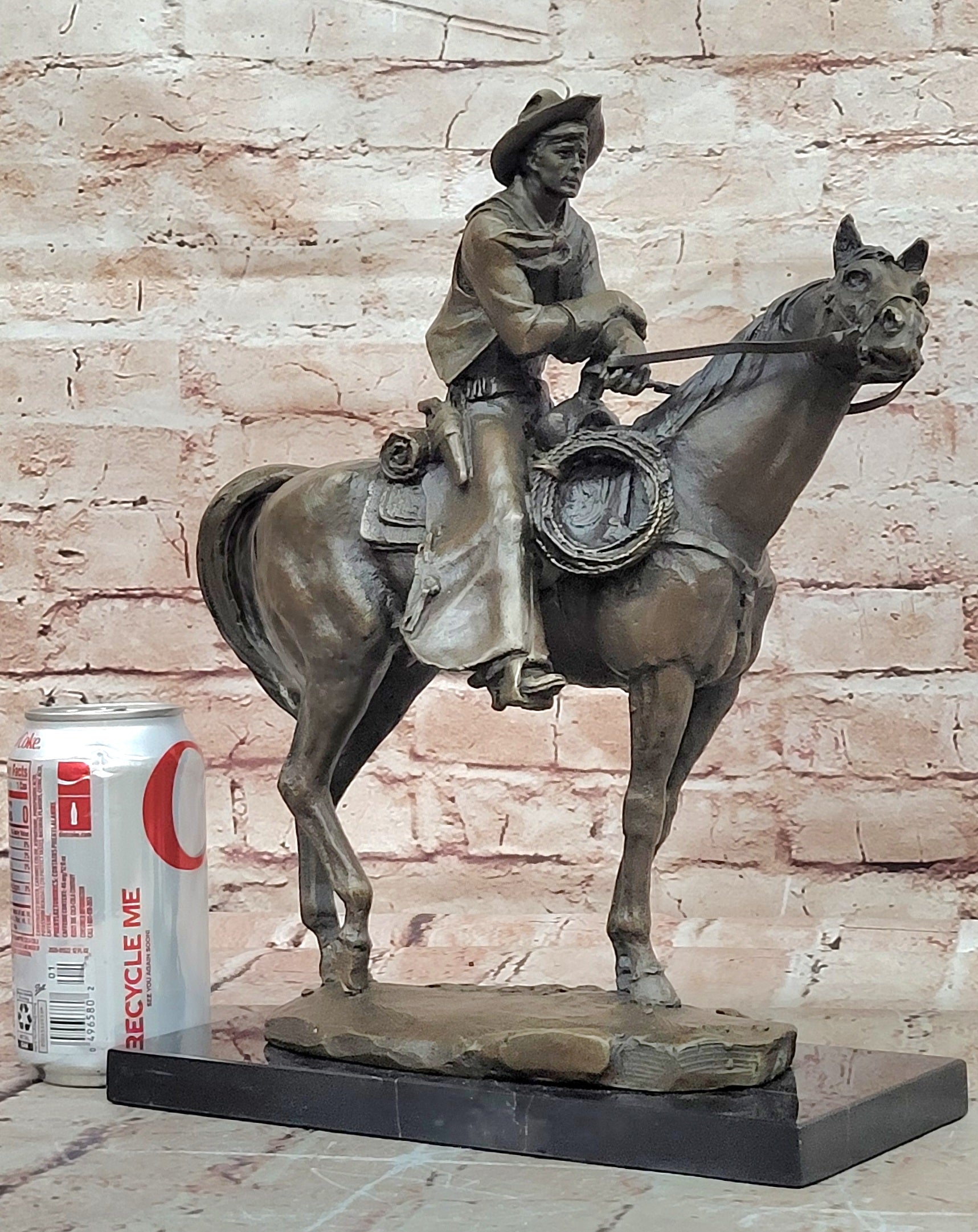 Commanding Bronze Sculpture Western & Horse Frederick Reminton Tribute