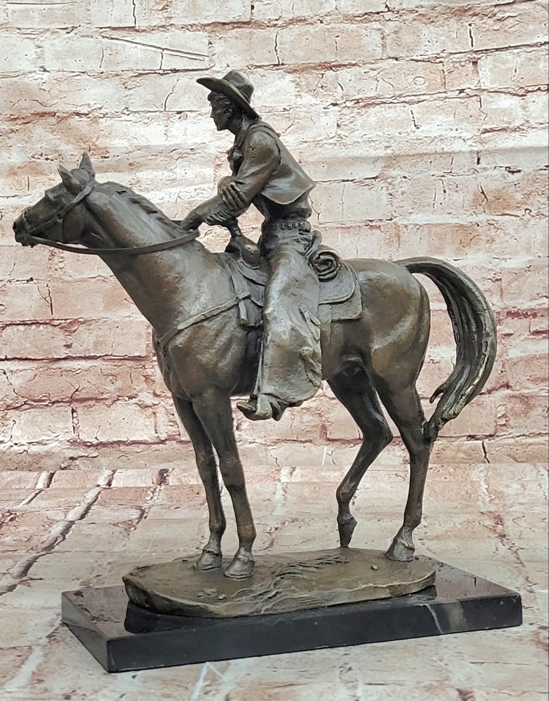 Commanding Bronze Sculpture Western & Horse Frederick Reminton Tribute