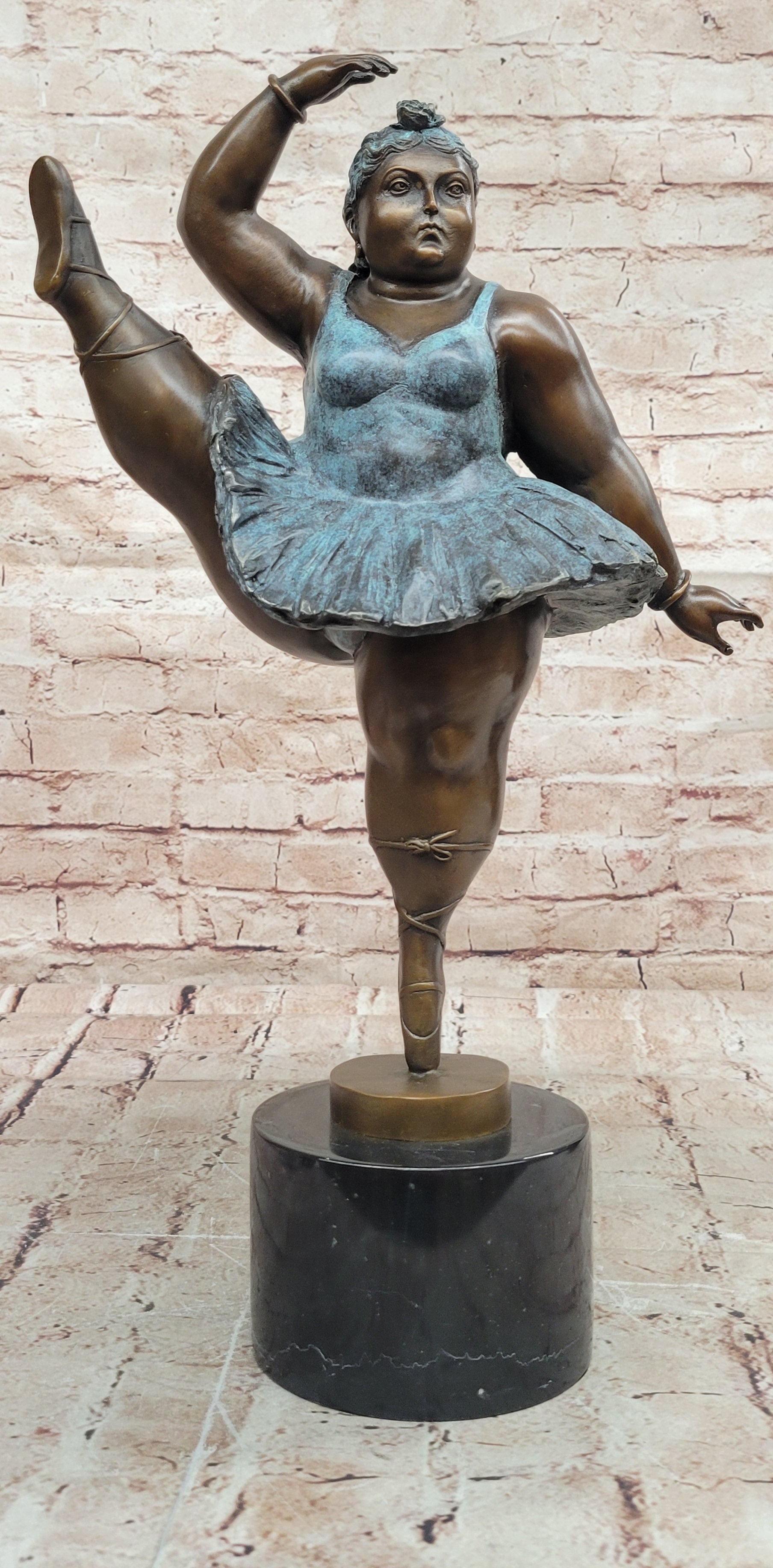 XXL Botero Bronze Woman Ballerina Sculpture Modern Abstract Artwork